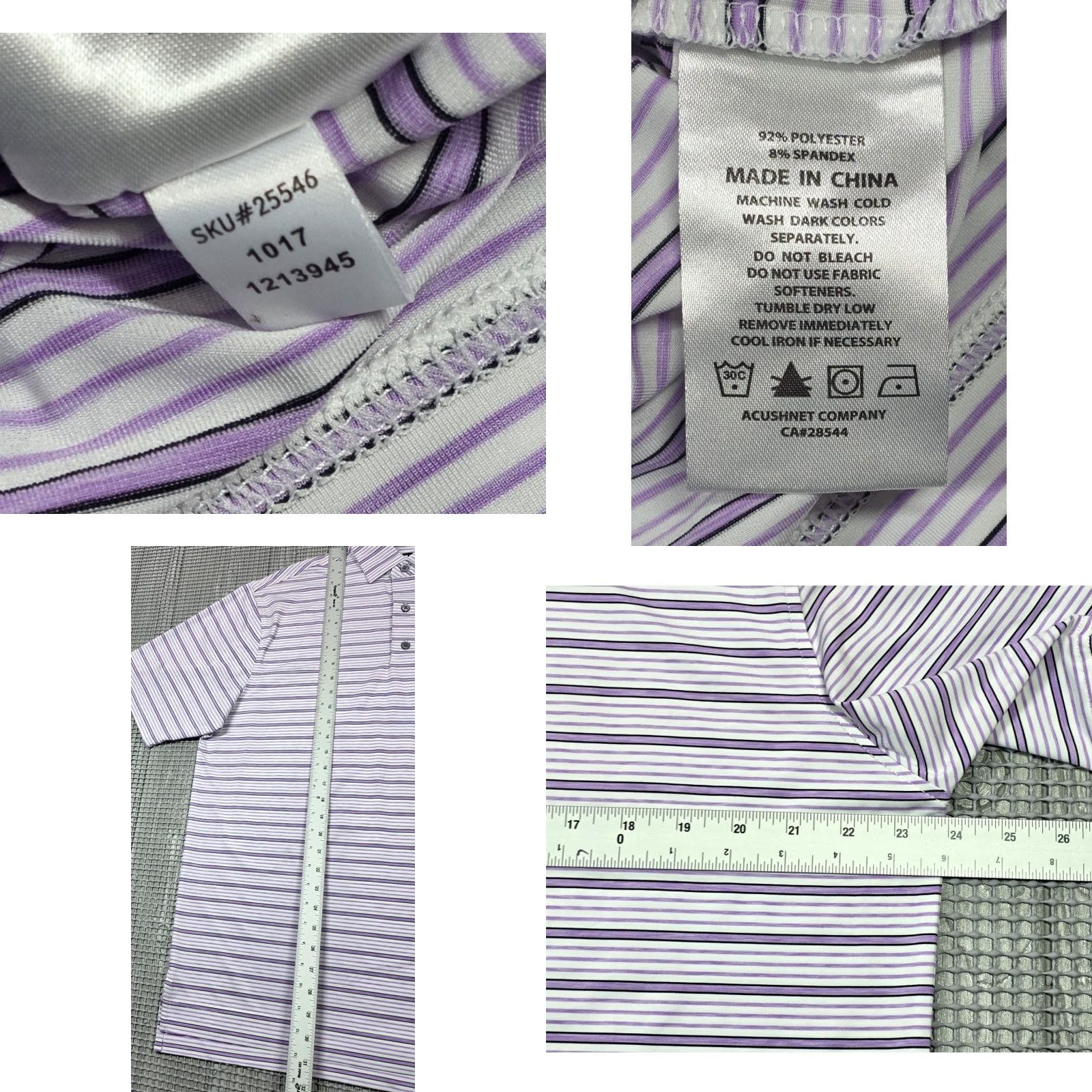 Footjoy FootJoy FJ Mens L Short Sleeve Pink White Stripe Performance Golf Polo Shirt Size US L / EU 52-54 / 3 - 8 Thumbnail
