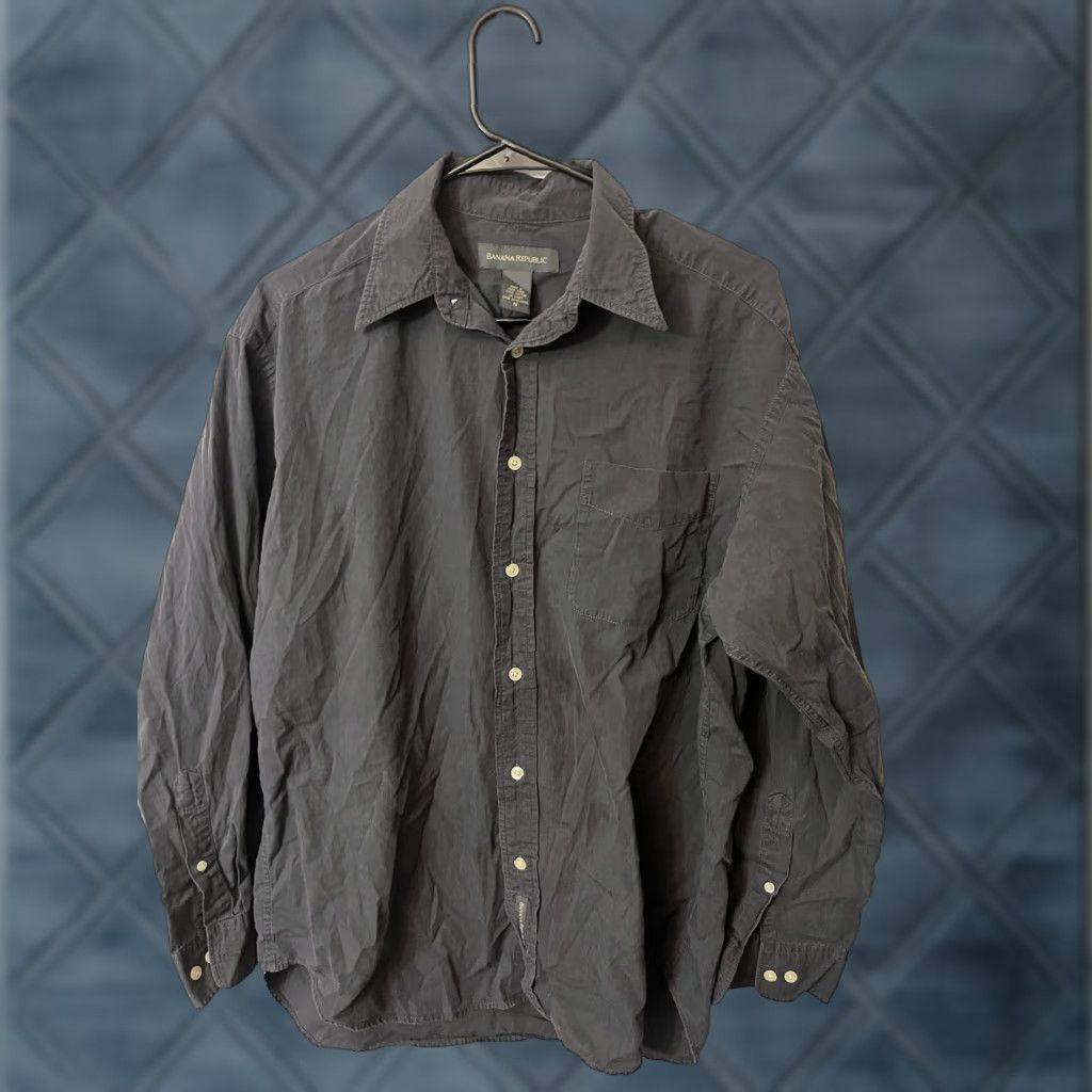 Banana Republic Banana Republic Mens Gray Solid Reg Fit Button Shirt Medium Y2K Size US M / EU 48-50 / 2 - 1 Thumbnail