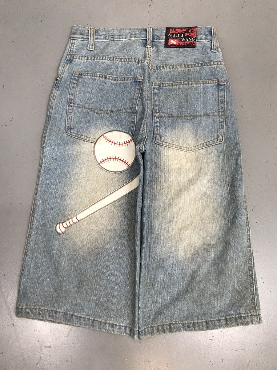 Vintage Sijiwang embroidery denim short
