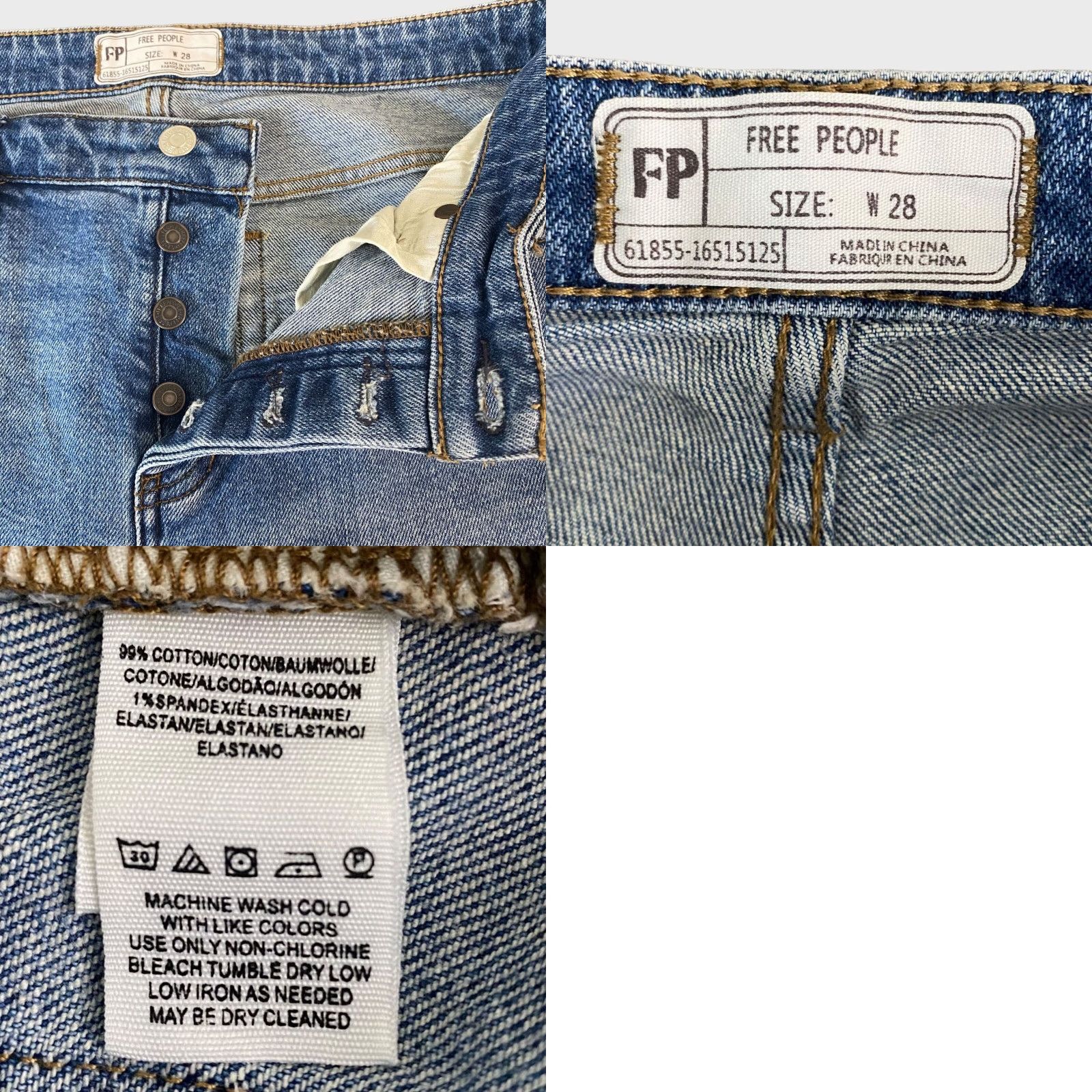 Free People Free People Jeans Womens 28 Blue Denim Stretch Button Fly Skinny Mid Rise Size 28" / US 6 / IT 42 - 8 Thumbnail