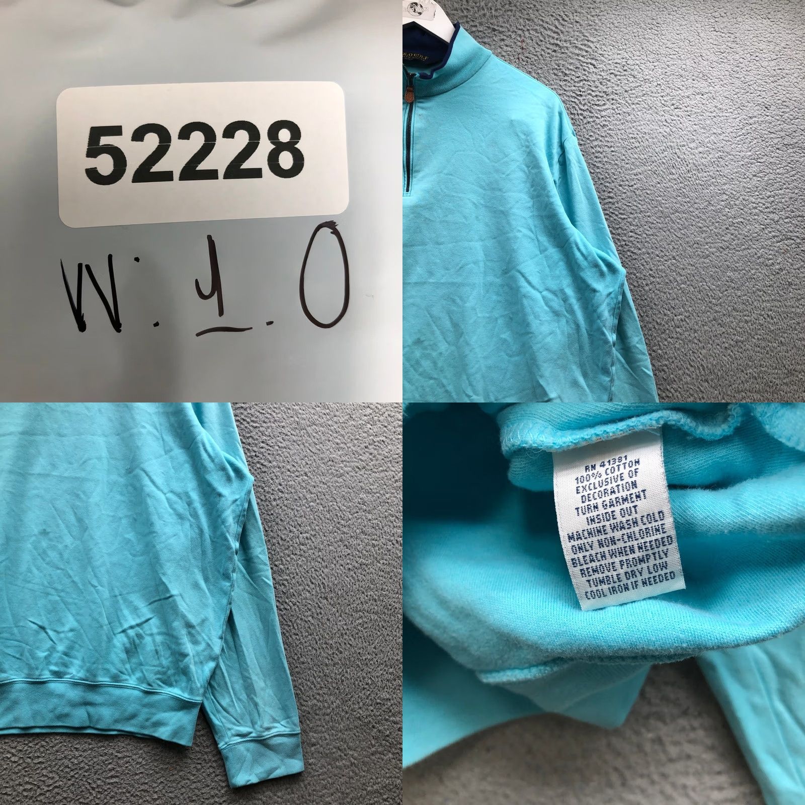 Polo Ralph Lauren Polo Ralph Lauren 1/4 Zip Sweater Pullover Mens XL Long Sleeve Aqua Blue Size US XL / EU 56 / 4 - 8 Thumbnail
