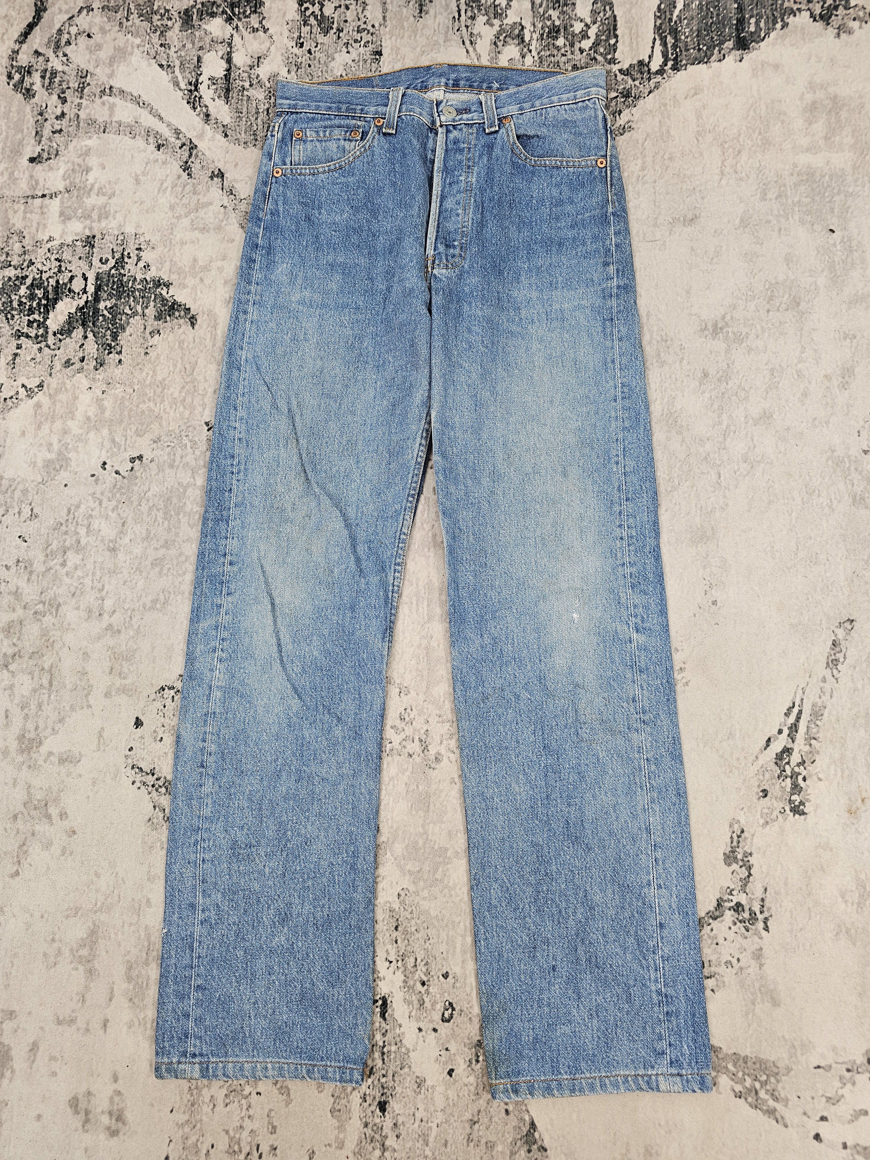Levi's Vintage LEVIS 501 Faded Bleach Design Blue Jeans L0453 Size US 29 - 2 Thumbnail