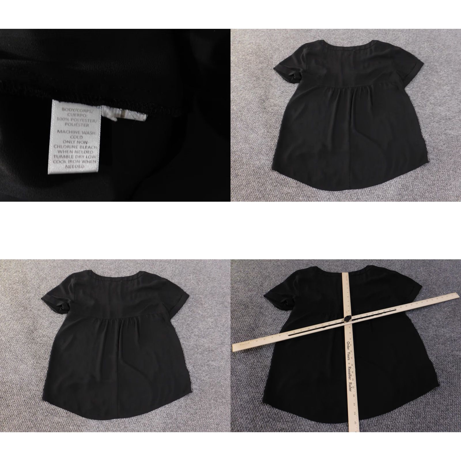 Loft Ann Taylor LOFT Shirt Womens Small Black Short Sleeve High Low Hem Cuffed Blouse Size S / US 4 / IT 40 - 8 Thumbnail