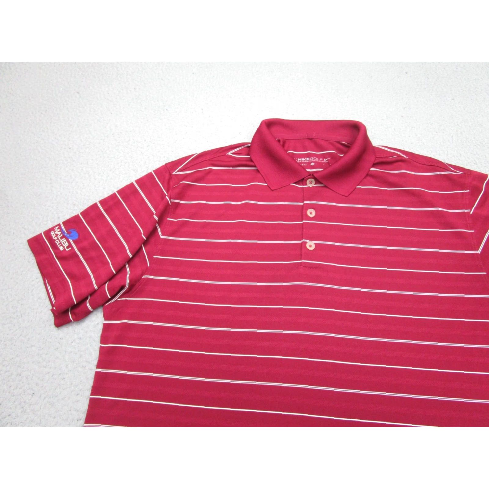 Nike Nike Polo Shirt Mens L Red Dri-Fit Striped Malibu California Golf Club Nike Dri-FIT Mens Polo L Red Striped California Golf Size US L / EU 52-54 / 3 - 3 Thumbnail