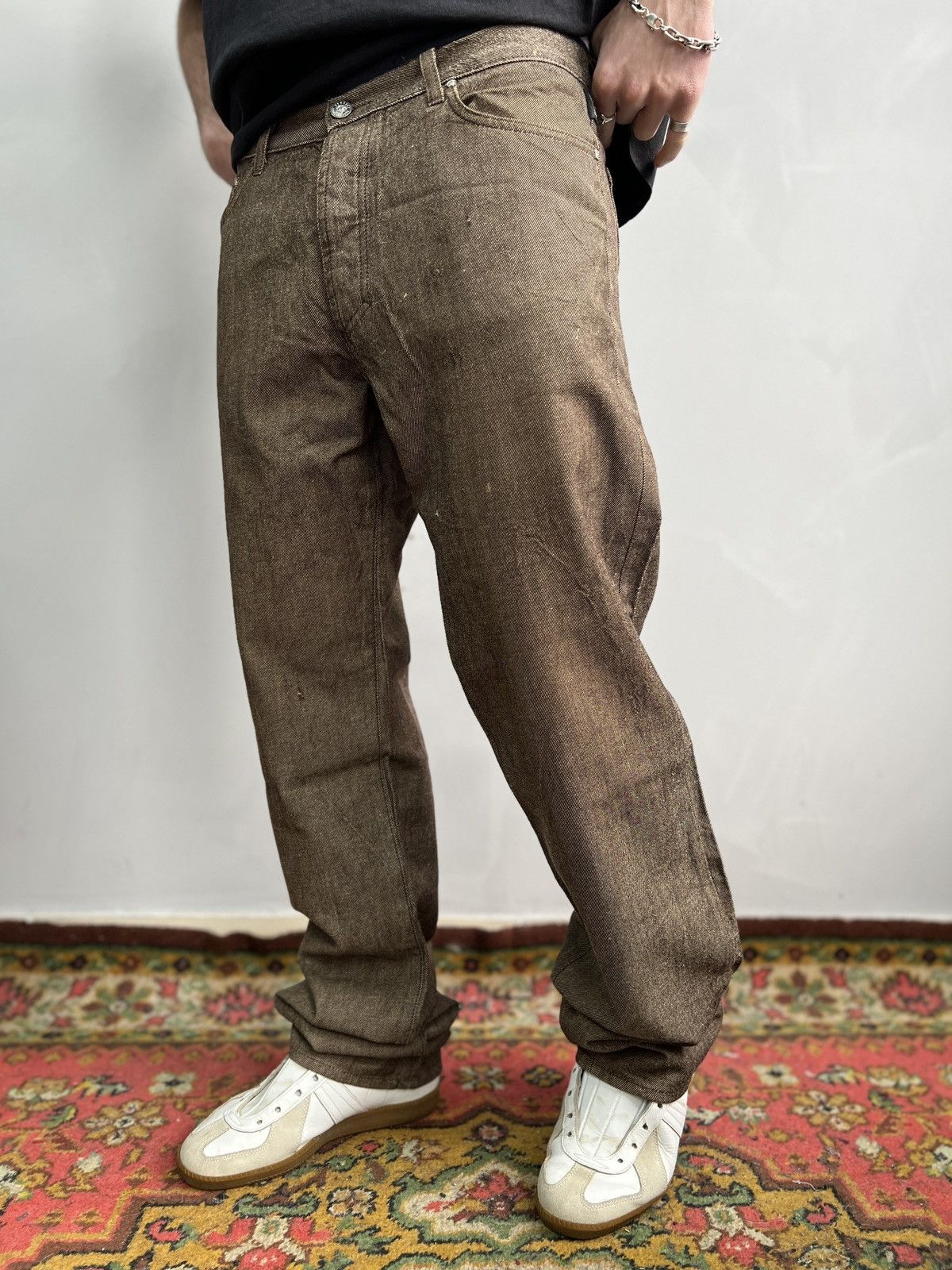Versace VINTAGE BAGGY VERSACE MEDUSA Y2K BROWN PABTS JEANS Size US 34 / EU 50 - 3 Thumbnail