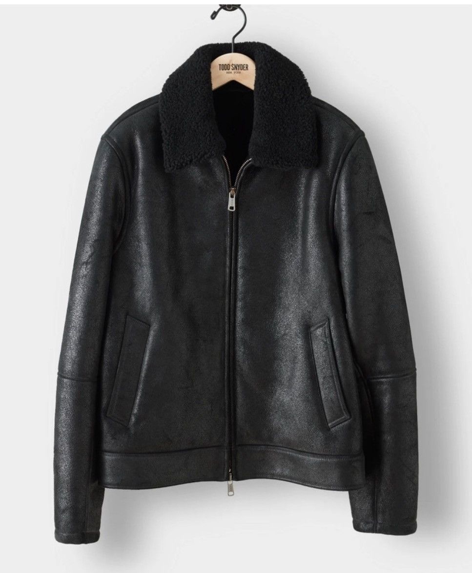Todd Snyder Italian Shearling Leather Aviator Bomber Jacket Large Size US L / EU 52-54 / 3 - 10 Thumbnail