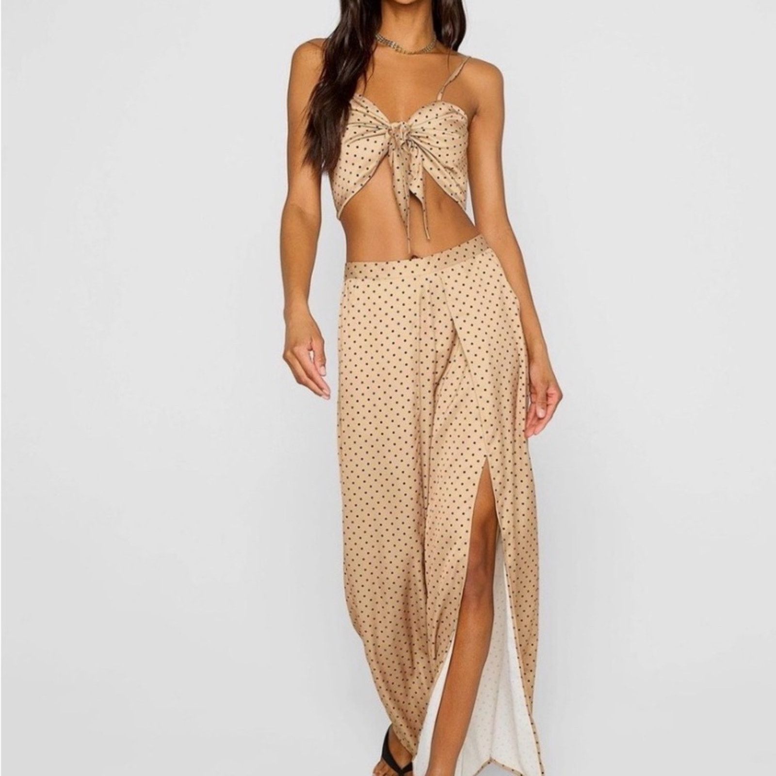 Other Stylish Tan Polka Dot Two-Piece Set Size 25" / US 0 / IT 36 - 1 Thumbnail