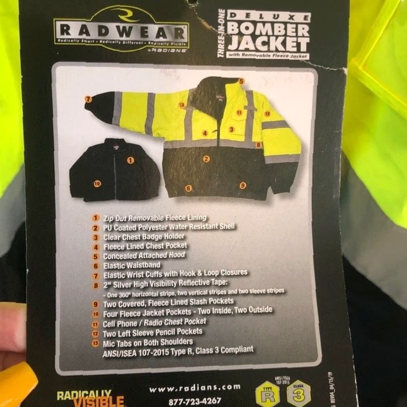 Vintage Radwear Mens Jacket Yellow Black Construction Workwear Deluxe Bomber PPE 5X Jacket Size US XXL / EU 58 / 5 - 5 Thumbnail