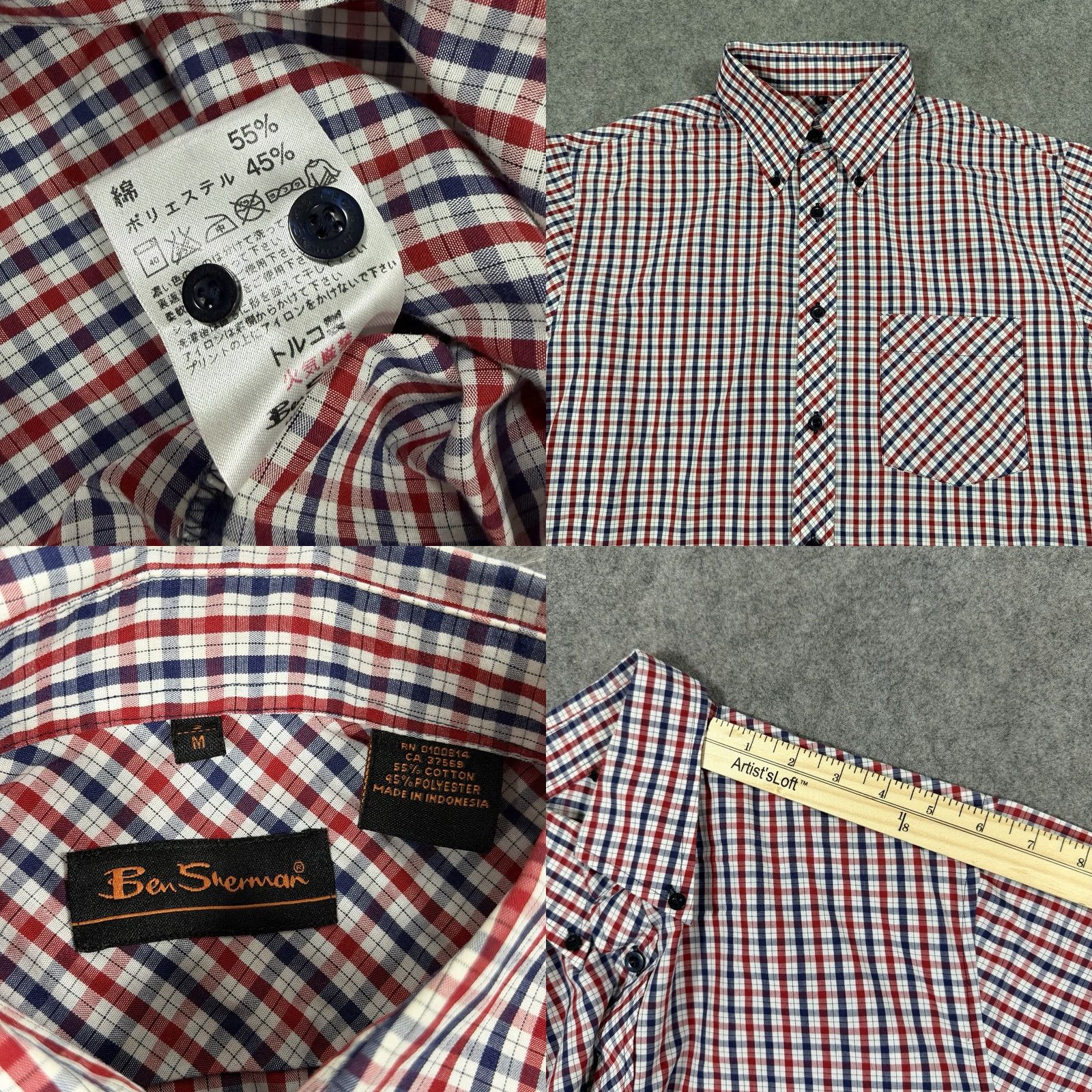 Ben Sherman Ben Sherman Shirt Men Medium Multicolor Plaid Long Sleeve Button-Down Blouse / Shirt Size US M / EU 48-50 / 2 - 9 Thumbnail