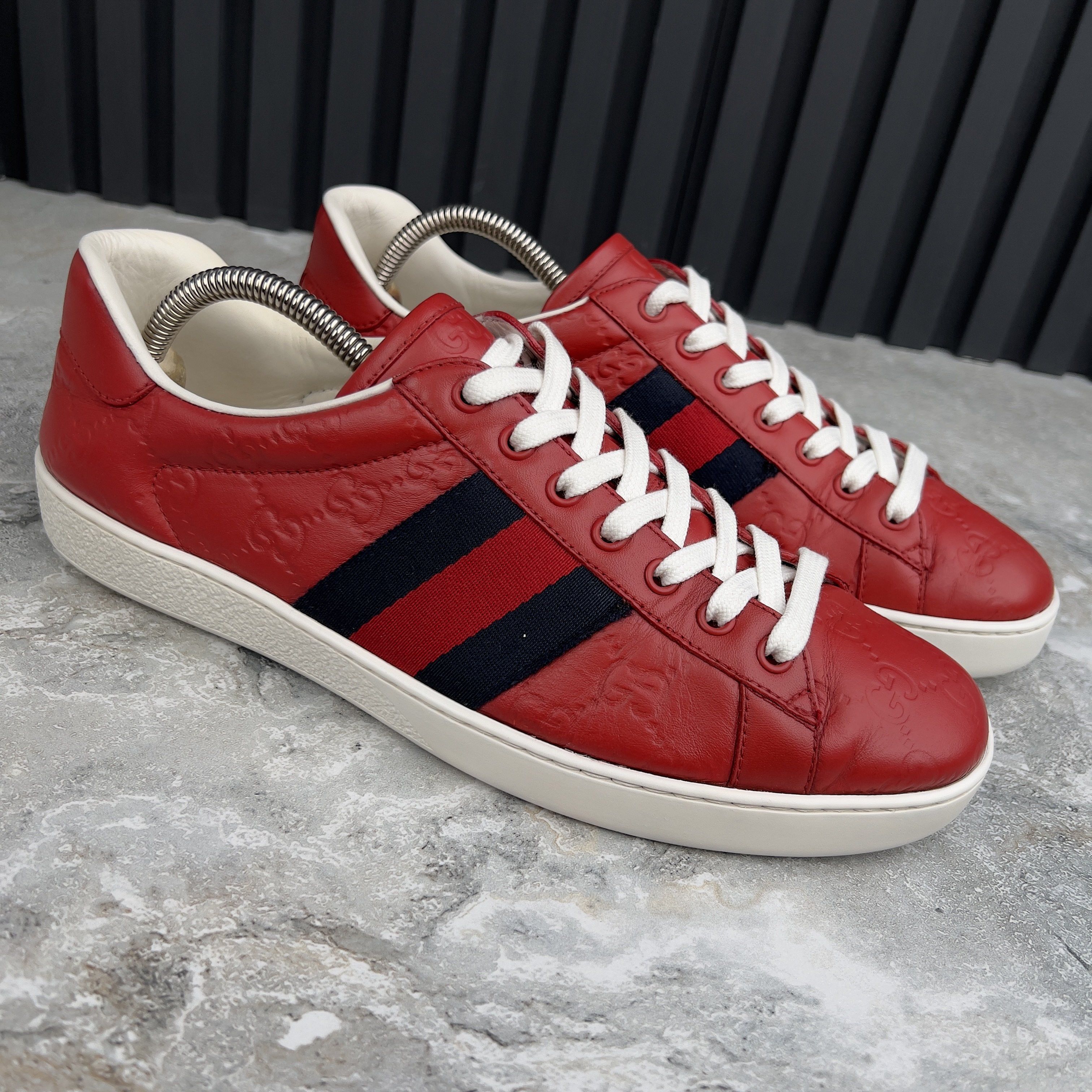 Gucci Gucci Ace Web GG Monogram Low Top Sneakers Leather Size US 8 / EU 41 - 4 Thumbnail