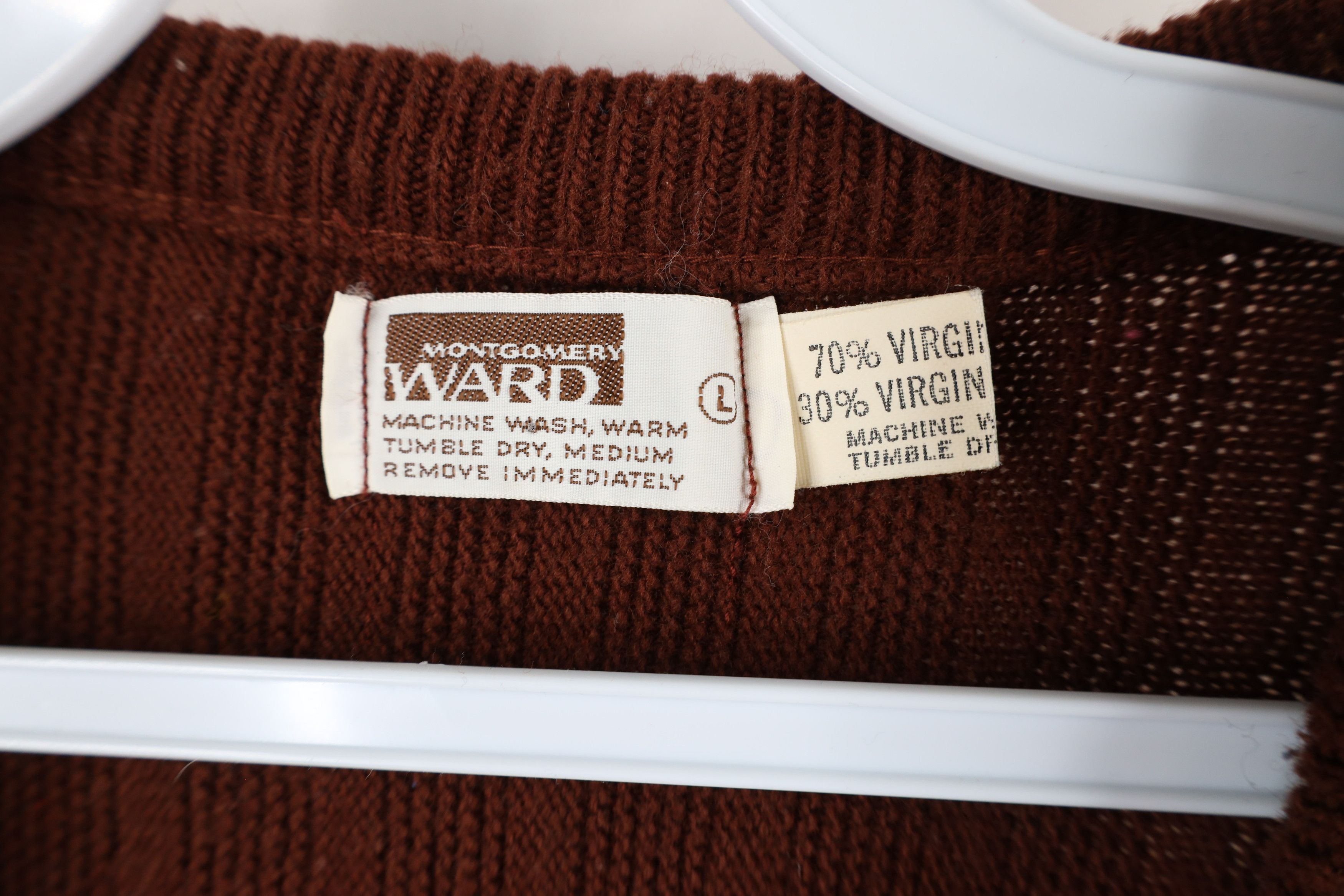 Vintage Vintage 70s Streetwear Blank Ribbed Knit Sweater Vest Brown Size L / US 10 / IT 46 - 4 Thumbnail