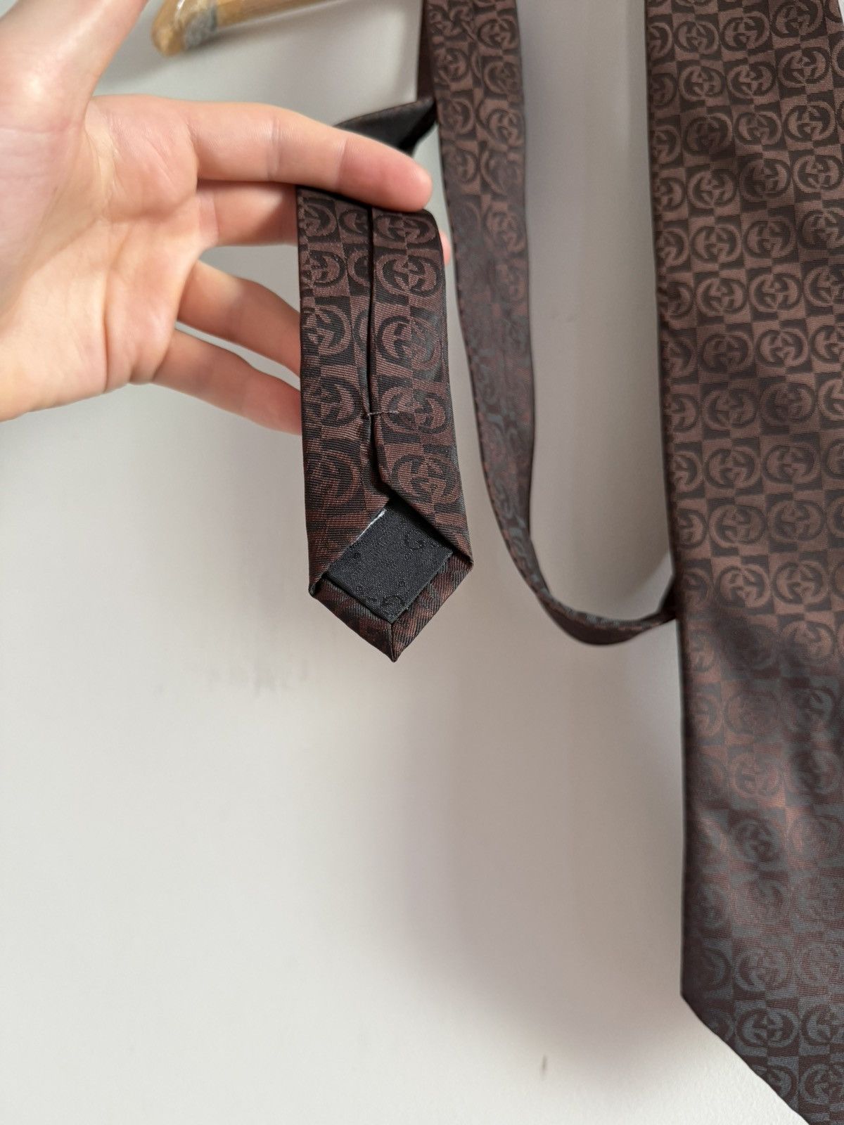 Gucci Gucci GG Monogram Silk Tie Brown Size ONE SIZE - 5 Thumbnail