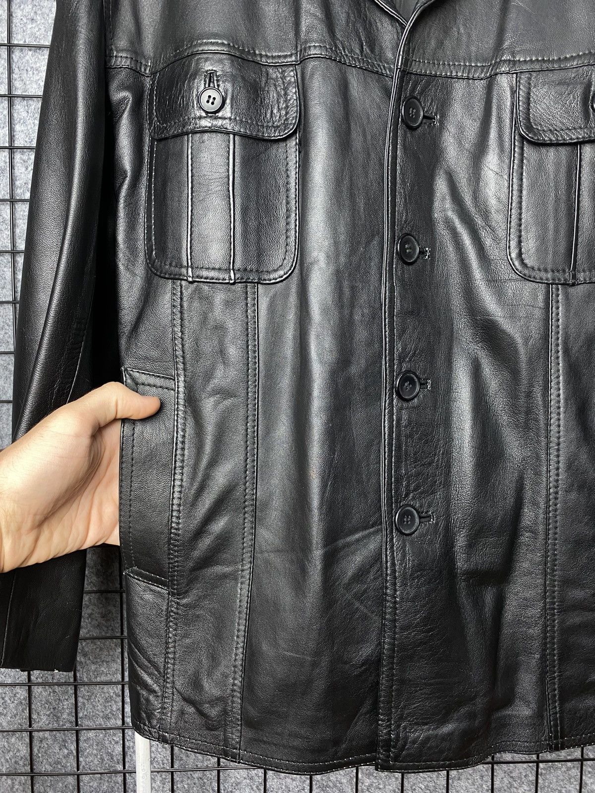 Genuine Leather × Vintage Vintage 90s Genuine Leather Blazer Jacket Size L Size US L / EU 52-54 / 3 - 8 Thumbnail