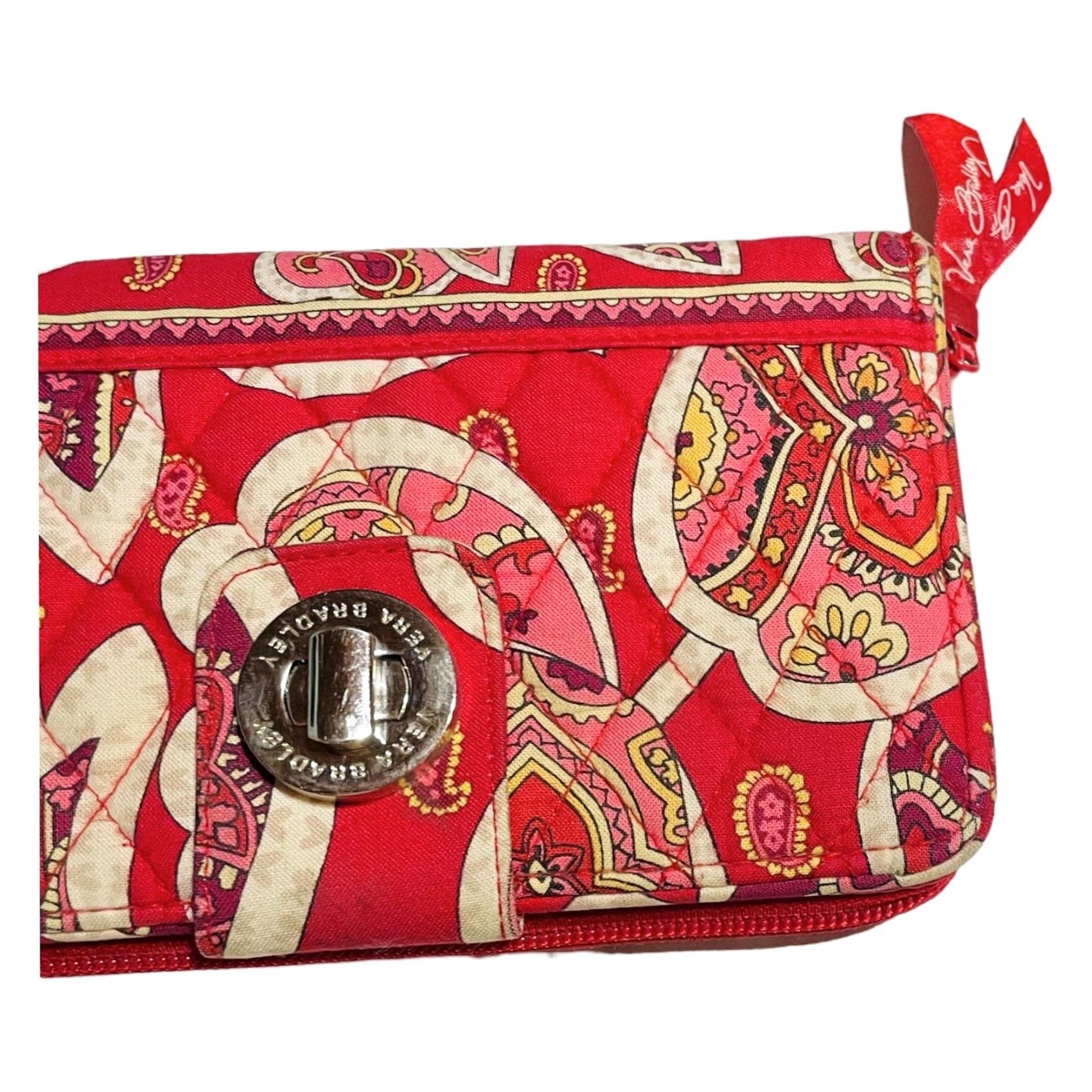Vera Bradley Vera Bradley Rosy Posies Wallet Card Holder Women’s Pink Red Floral Turn-Lock Knit Cotton Quilted 5x8 in Hipster Medium Pink/Red Pattern Girls Womens Size ONE SIZE - 3 Thumbnail