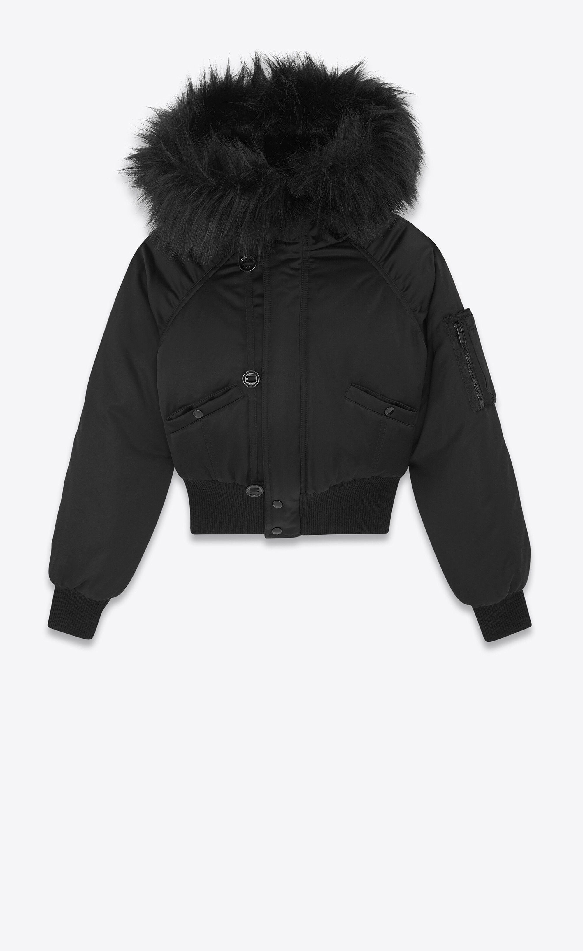 Saint Laurent Paris o1tp1o0125 Cropped Bomber Jacket in Black Size US L / EU 52-54 / 3 - 2 Thumbnail
