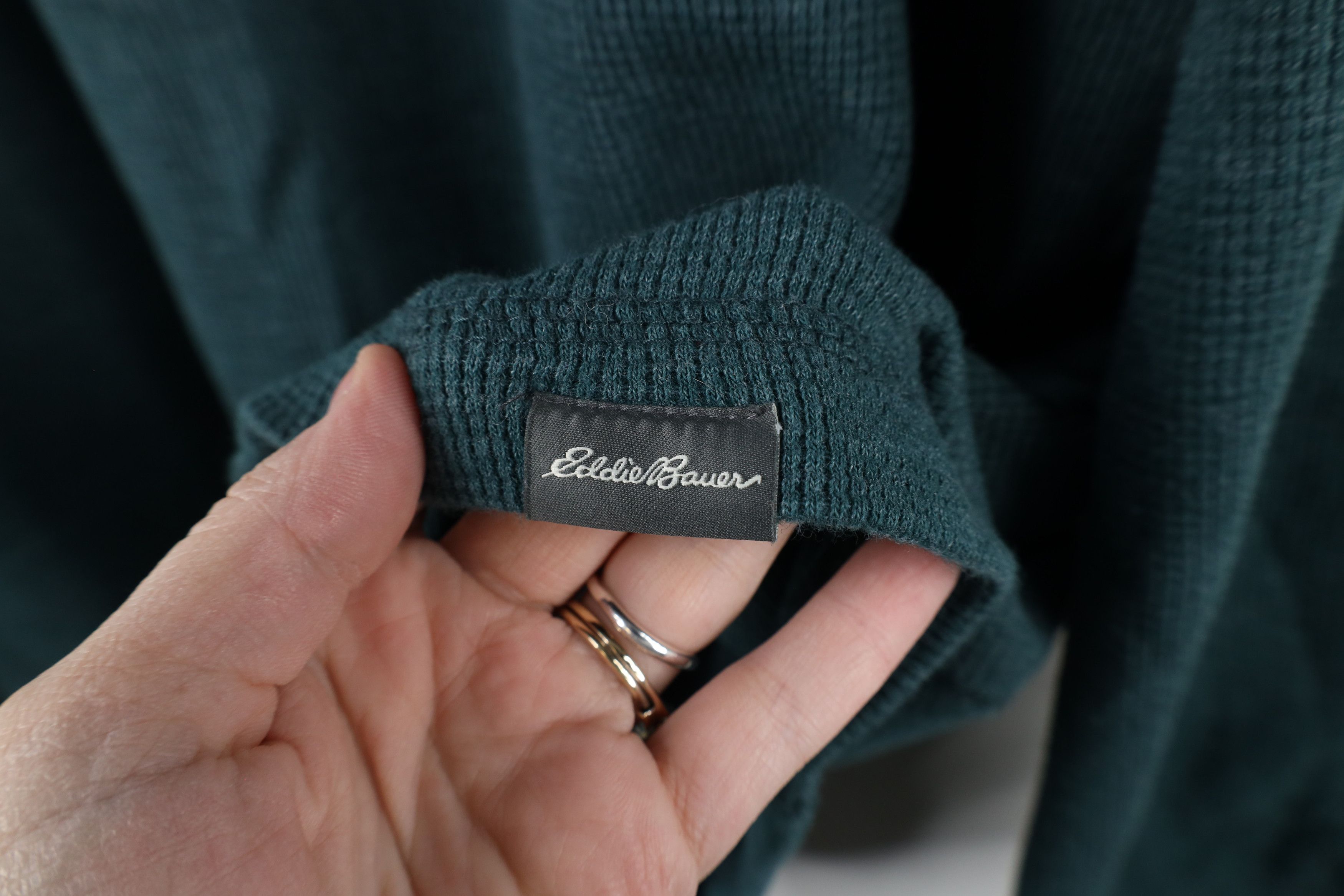 Eddie Bauer × Vintage Vintage Eddie Bauer Waffle Knit Long Sleeve Henley T-Shirt Size US XXL / EU 58 / 5 - 6 Thumbnail