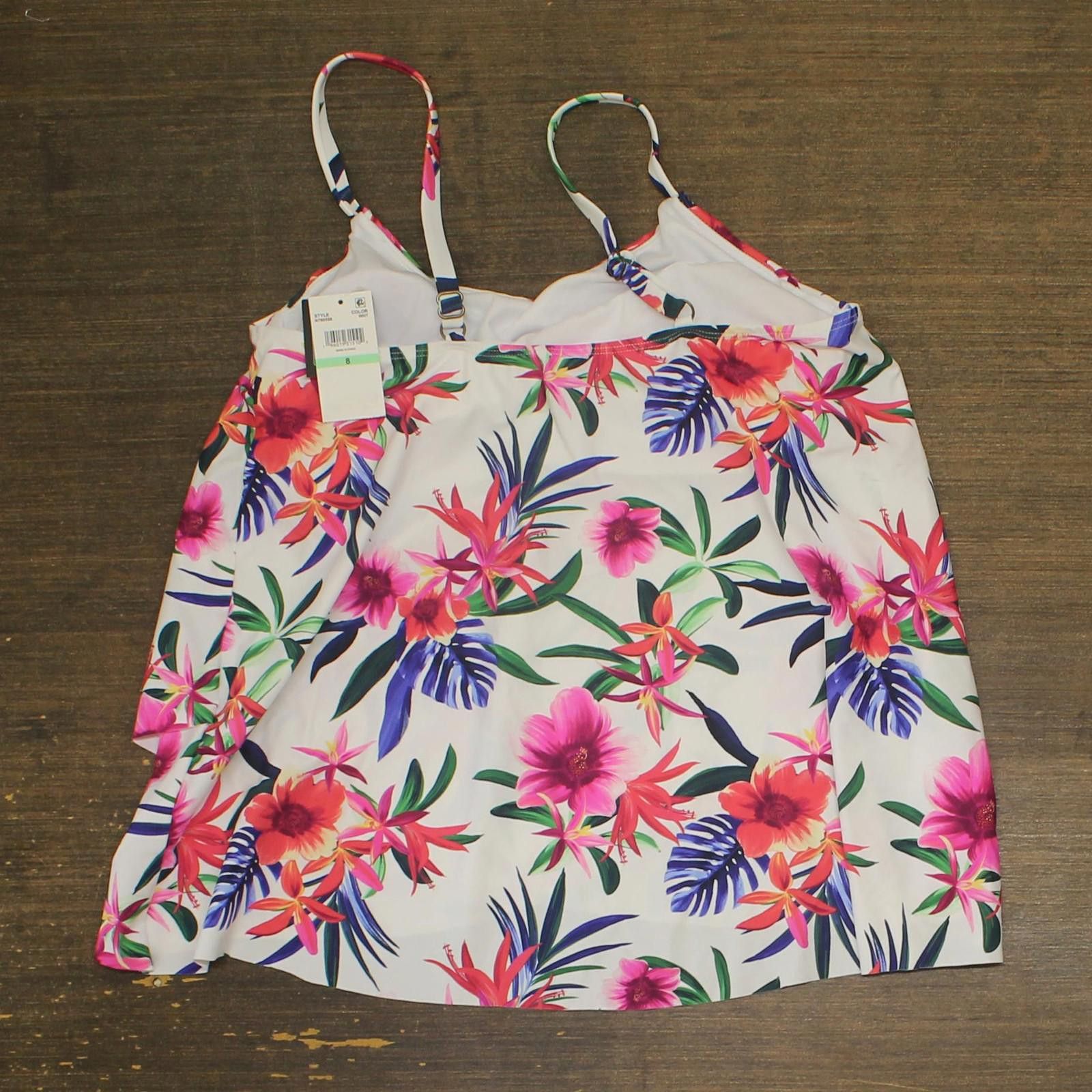 Other Nwt Island Escape Tankini Swim Top N760558 White Multi 8 Size ONE SIZE - 2 Thumbnail
