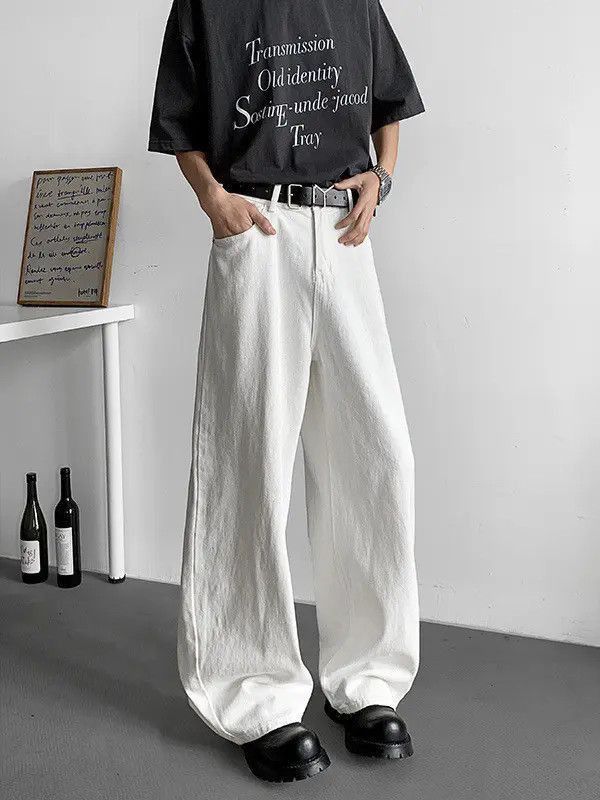 Japanese Brand Retro loose straight leg wide leg jeans Size US 32 / EU 48 - 3 Thumbnail