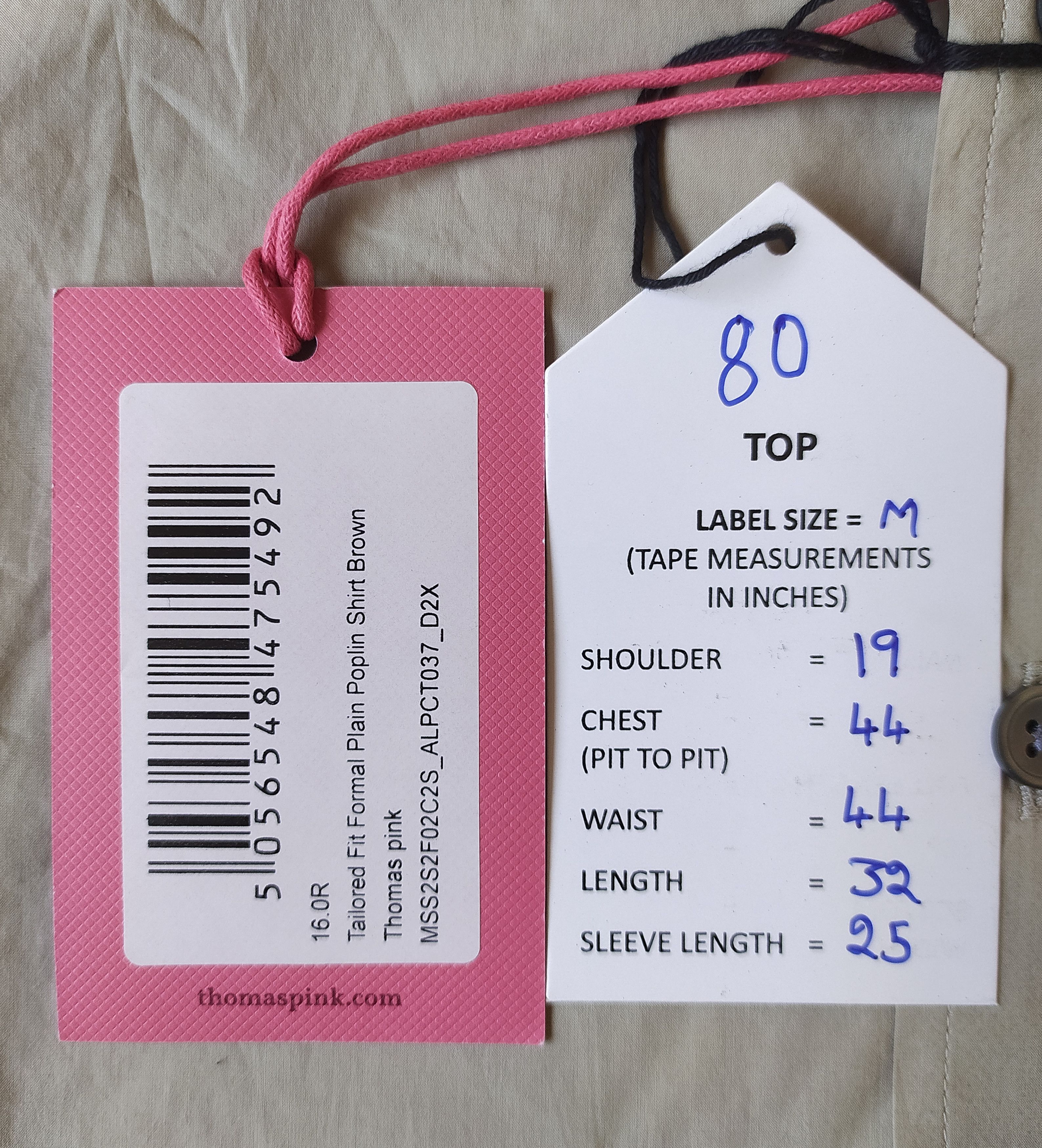 Thomas Pink Thomas Pink Formal Plain Poplin Shirt Free Shipping T/80 Size US M / EU 48-50 / 2 - 6 Thumbnail