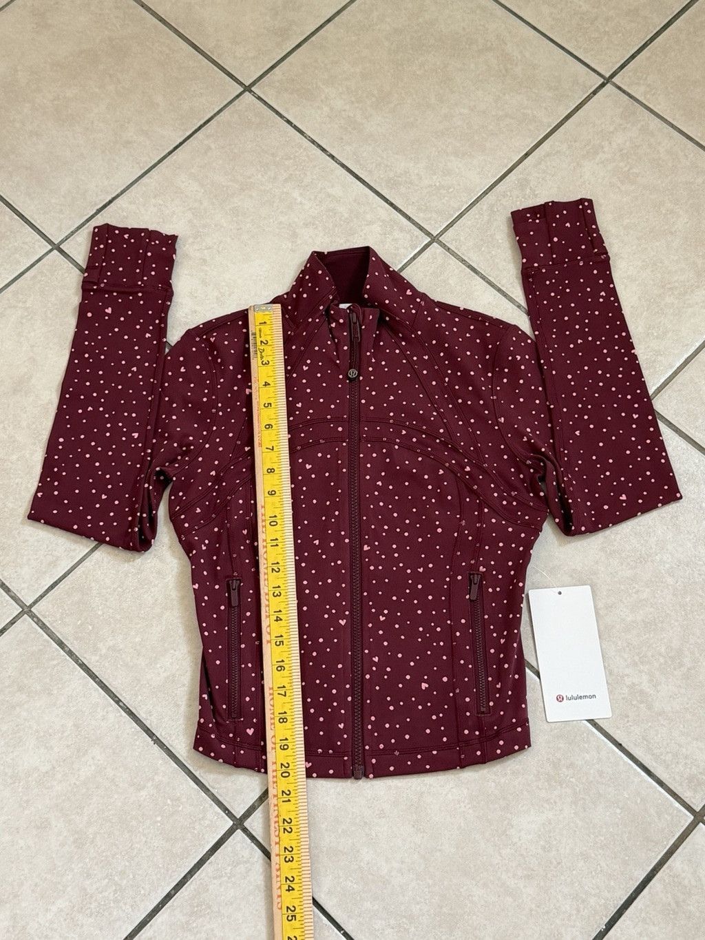 Lululemon LULULEMON DEFINE CROPPED JACKET BURGUNDY DOT PINK SIZE 6 NWT Size M / US 6-8 / IT 42-44 - 4 Thumbnail