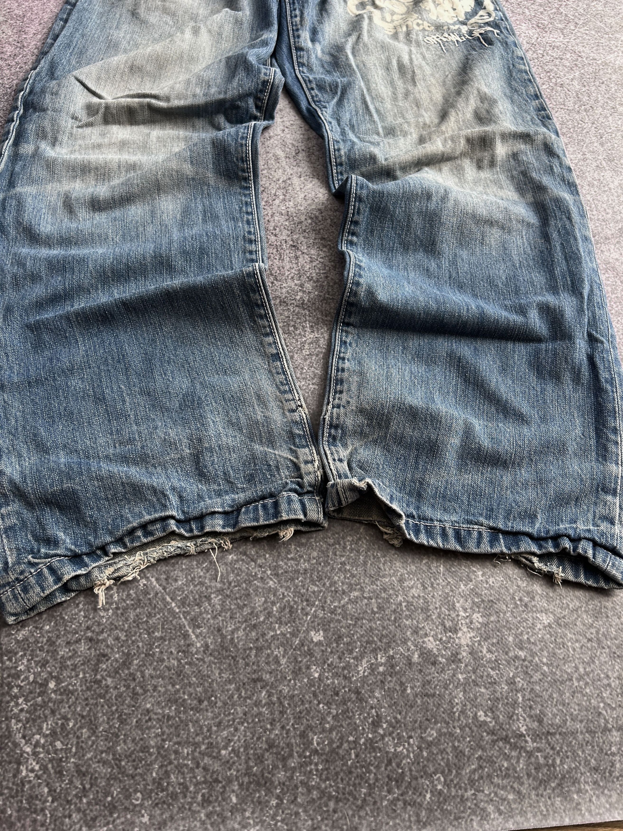 Rap Tees Vintage Baggy Denim Jeans Light Wash Graphic Y2K Skate Fit Size US 32 / EU 48 - 6 Thumbnail