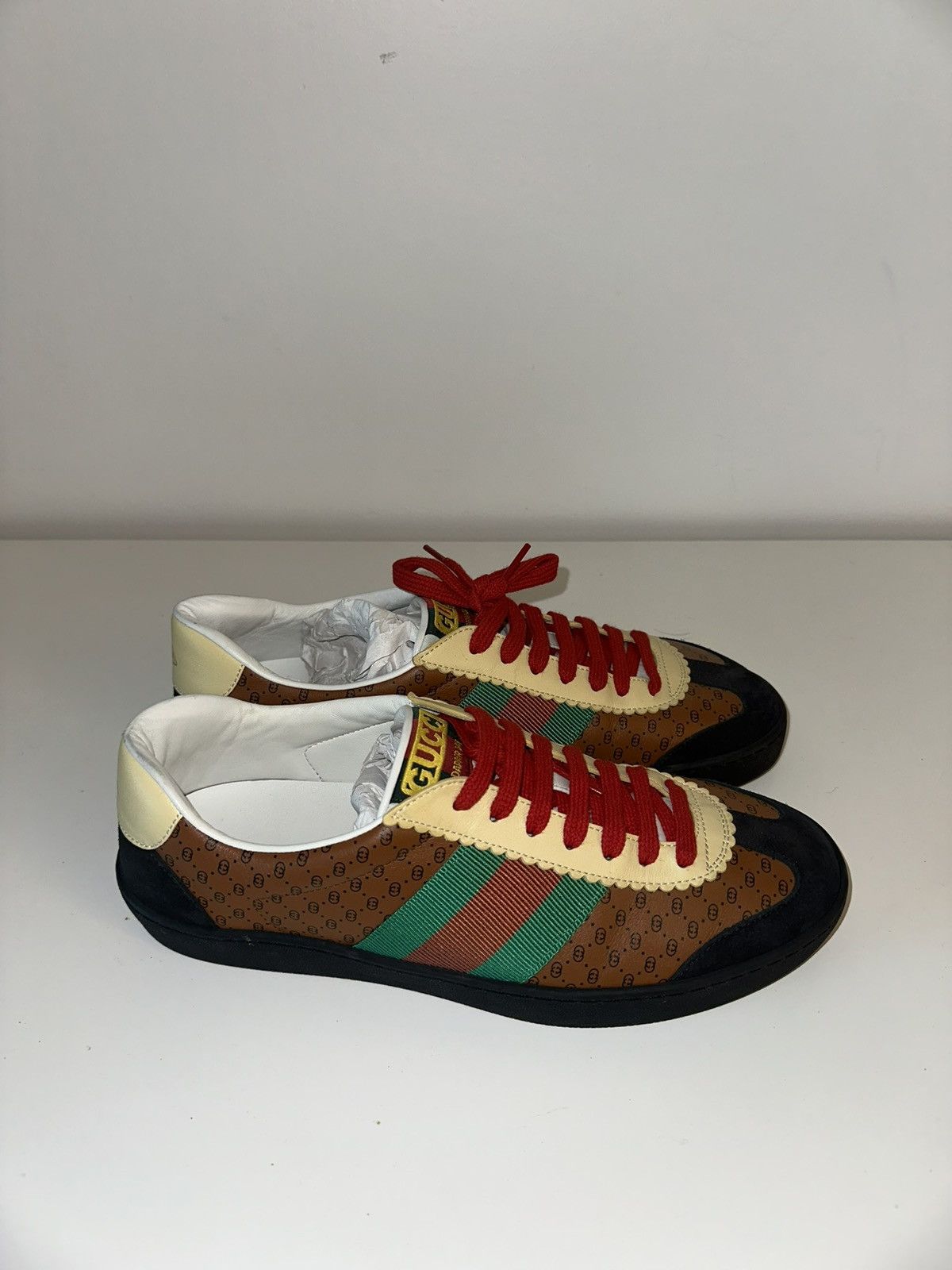 Dapper Dan Gucci x Dapper Dan G74 GG Signature Sneaker Brown Leather Size US 9 / EU 42 - 4 Thumbnail