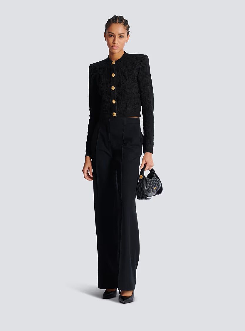 Balmain o1s1wg111225 Labyrinth Knit Cardigan in Black Size L / US 10 / IT 46 - 3 Thumbnail