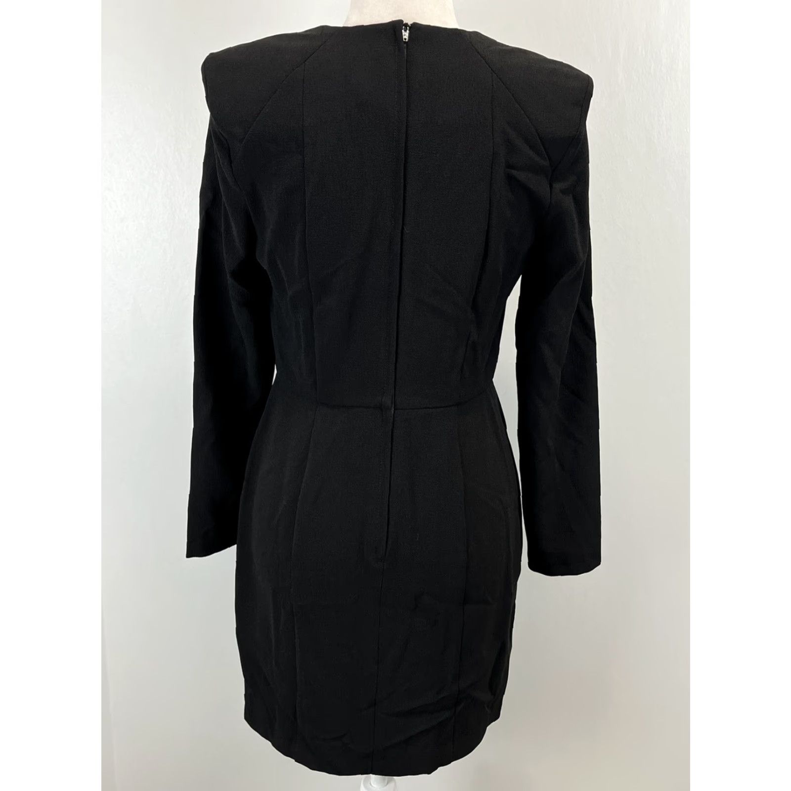 Asos ASOS Shoulder Pad Mini Dress with Seams, Size 6, Black, Long Sleeve, Womens Size M / US 6-8 / IT 42-44 - 3 Thumbnail
