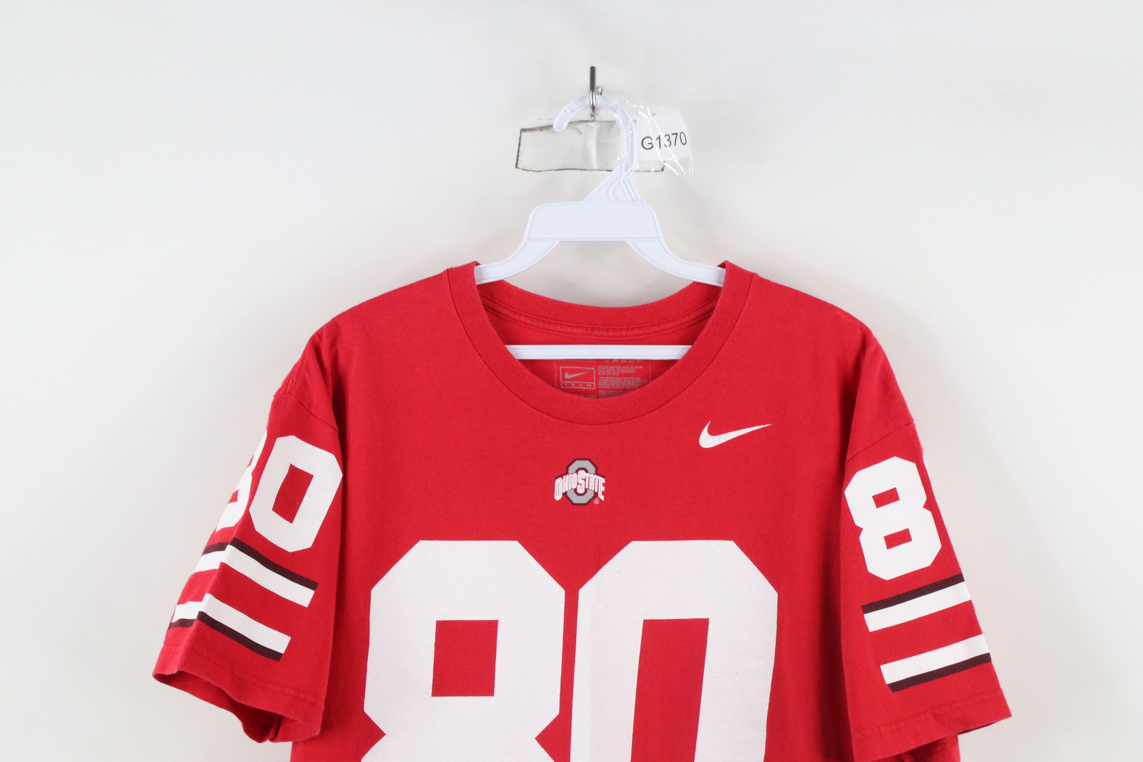 Nike × Vintage Vintage Nike University Football Jersey T-Shirt Red #80 Size US S / EU 44-46 / 1 - 2 Thumbnail