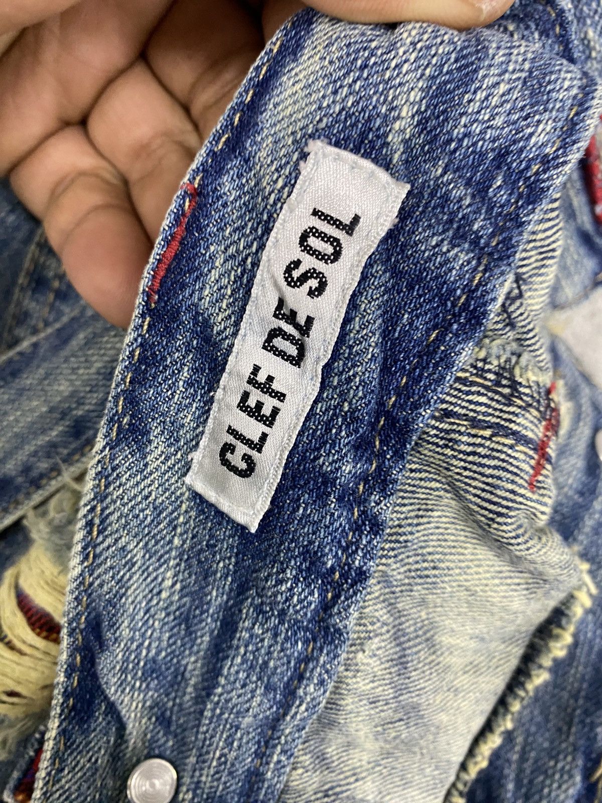 If Six Was Nine VINTAGE CLEF DE SOL DENIM PATCHWORK SUSPENDED BELT PUNK Size US 32 / EU 48 - 13 Thumbnail