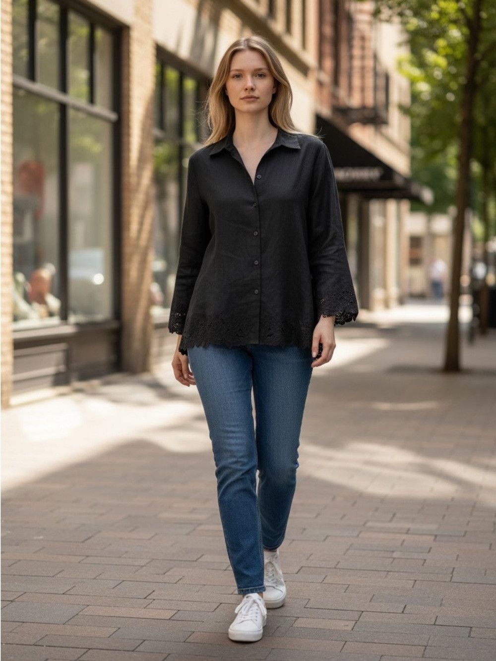 Jones New York NWT New $89 Jones New York Black Linen 3/4 Sleeve Shirt Siz Size XL / US 12-14 / IT 48-50 - 1 Thumbnail