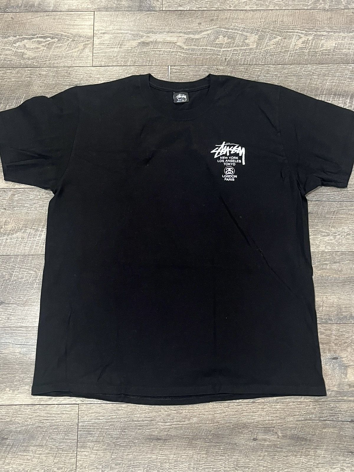 Vintage Stussy World Tour Black Tee Shirt Size Large | Grailed