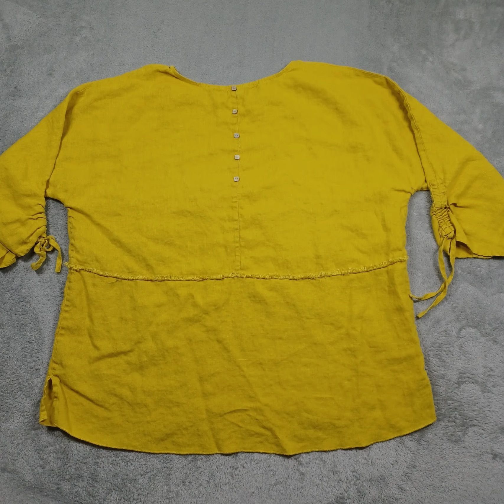 Vintage John Mark Blouse Womens Large Yellow Linen Solid Basic Preppy Classic Spring Fall Summer Winter Womens Size L / US 10 / IT 46 - 6 Thumbnail