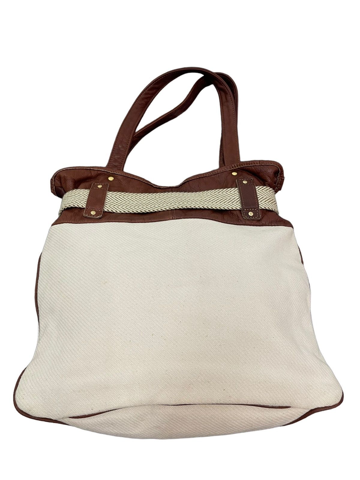 Japanese Brand Leather Cotton Bonfanti Italy Shoulder Bag 4🟩 Size ONE SIZE - 8 Thumbnail