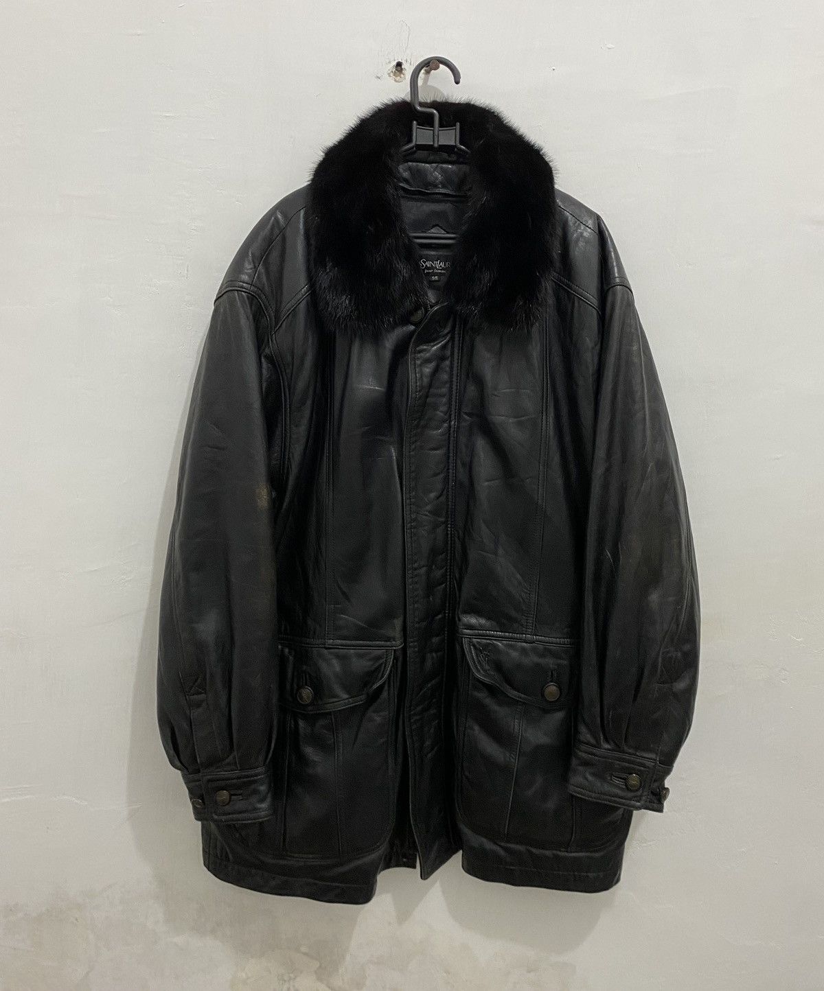 Saint Laurent Paris 💥Leather💥Yves Saint Laurent Leather Coat Size US L / EU 52-54 / 3 - 2 Thumbnail