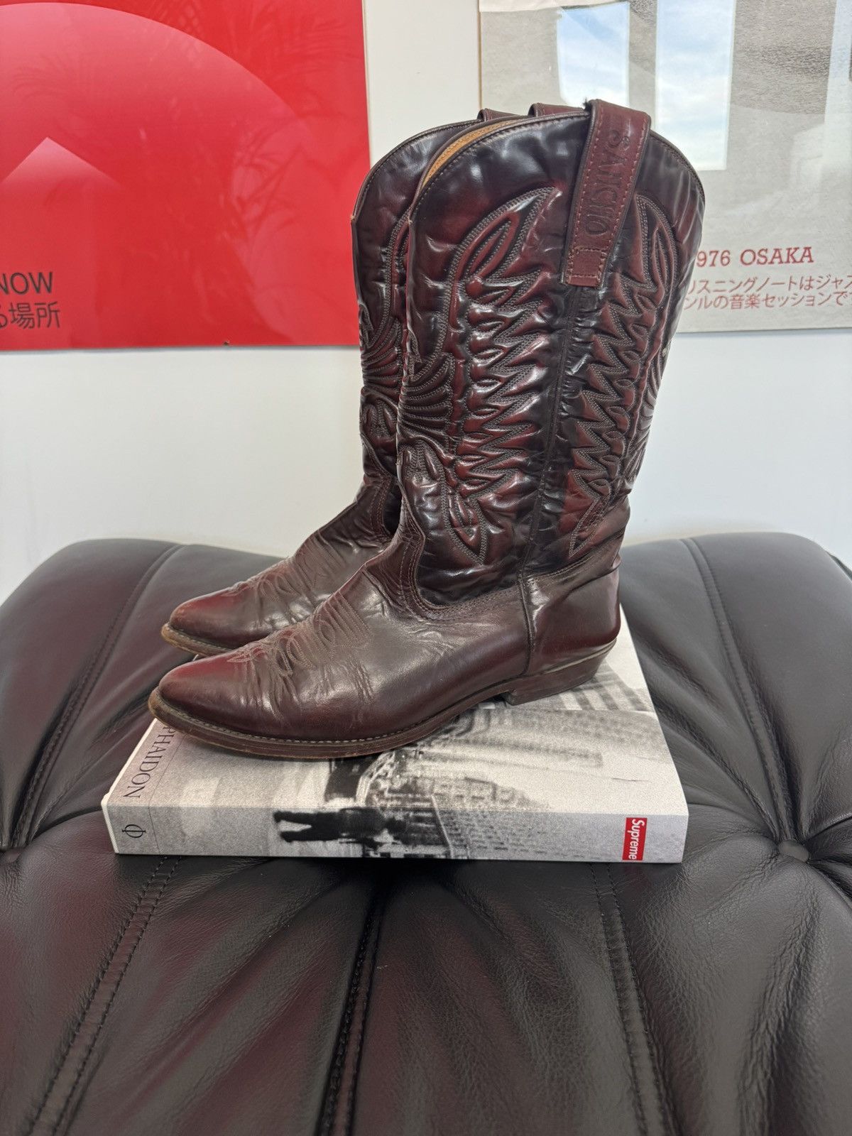Leather Vintage Sancho Cowboy Leather Boots Washed High Faded Rare Size US 8 / EU 41 - 3 Thumbnail