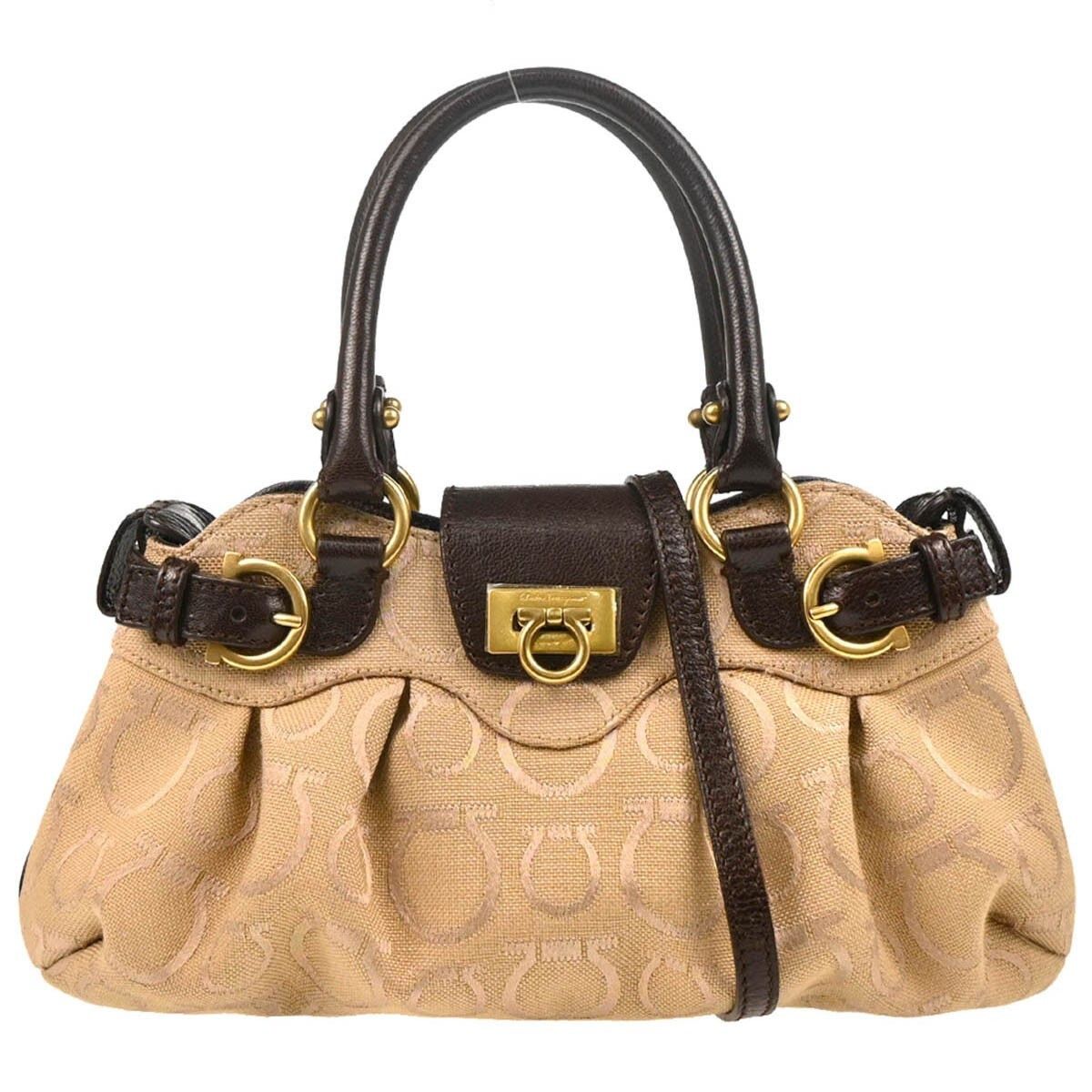 Salvatore Ferragamo Salvatore Ferragamo Gancini handbag Canvas and Leather Size ONE SIZE - 1 Thumbnail
