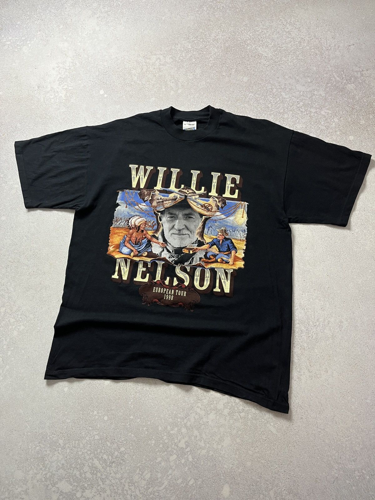 Band Tees Vintage Willie Nelson Band T-Shirt 90s European Tour 1998 Size US XL / EU 56 / 4 - 1 Thumbnail