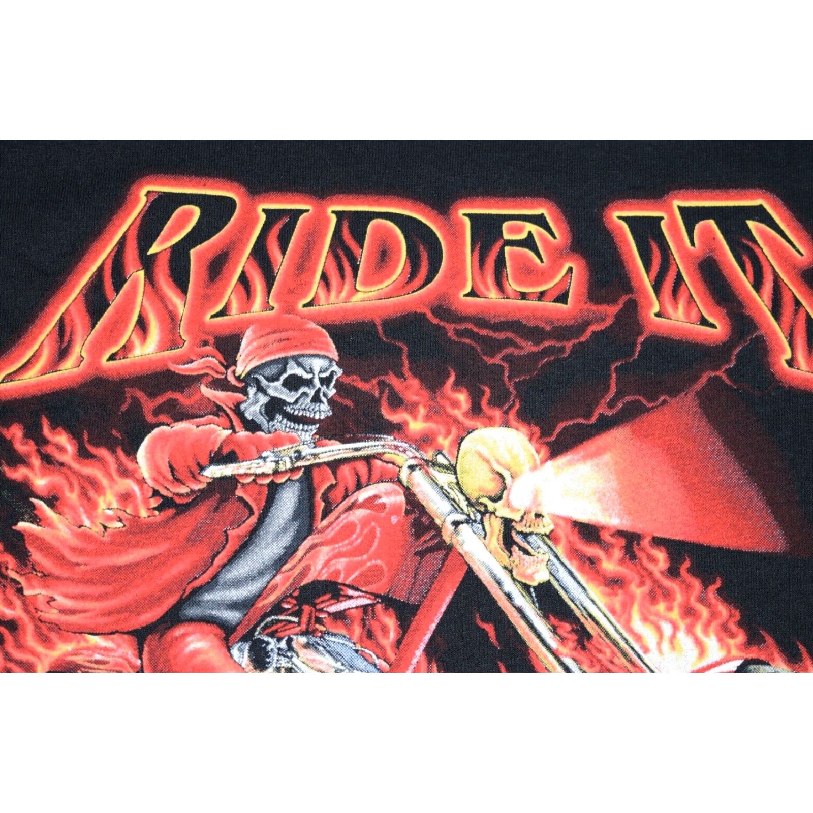 Vintage VINTAGE Thunder Sportswear T-Shirt Men Large Black All Over Flames 90s Biker Graphic Tee Size US L / EU 52-54 / 3 - 3 Thumbnail