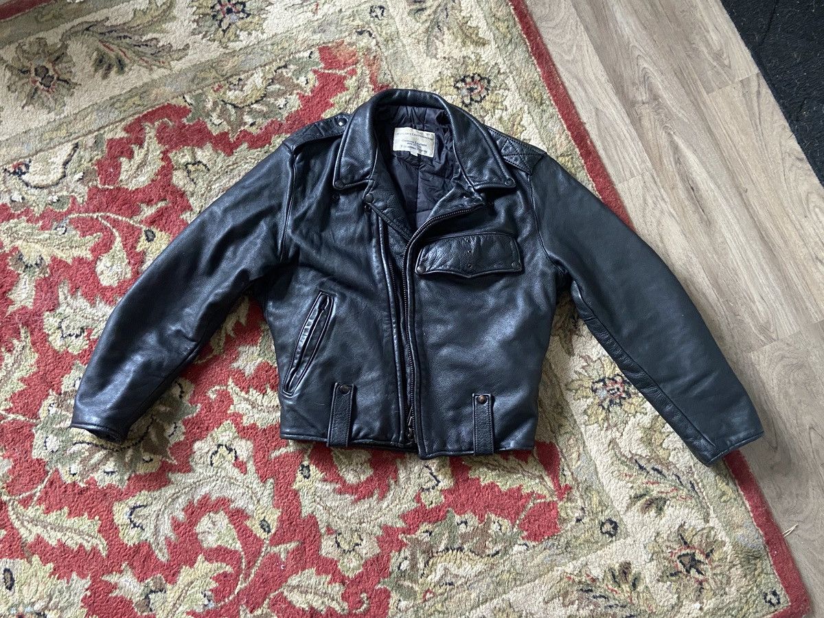 Vintage Vintage Police Leather Biker Jacket Size US XXS / EU 40 - 1 Thumbnail
