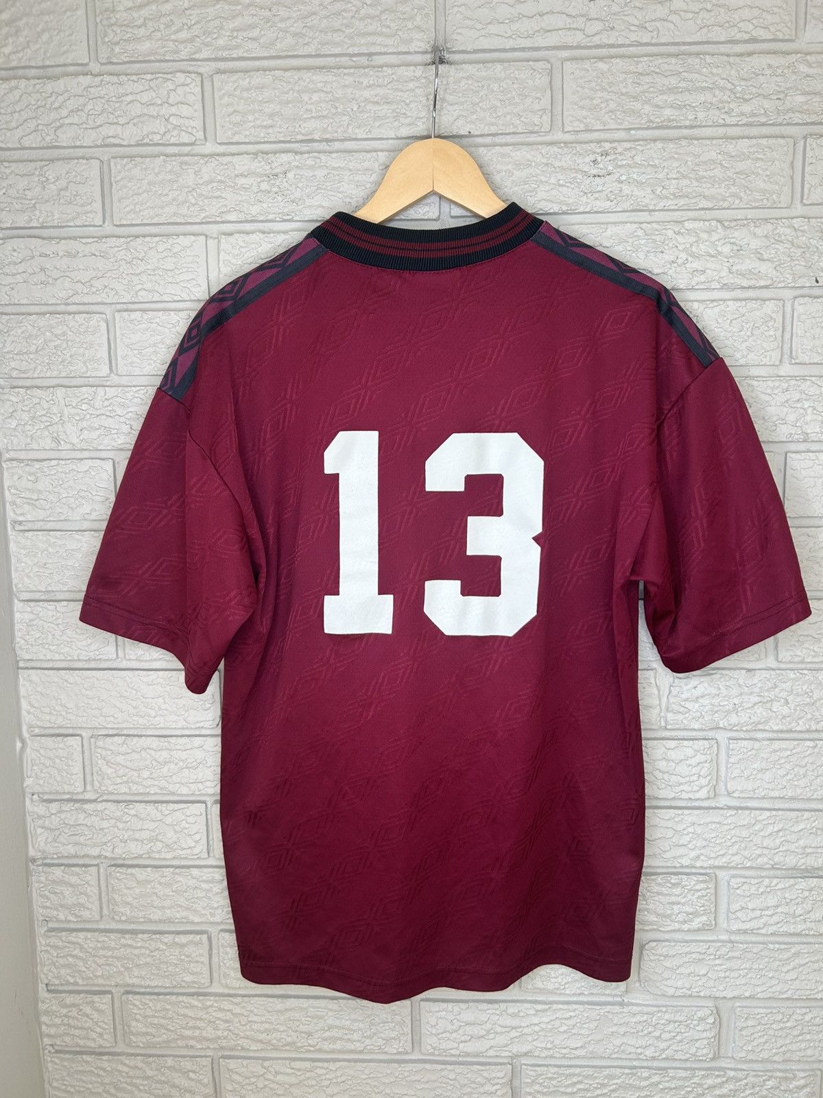 Umbro Vintage 90s Umbro Burgundy AOP Logo Jersey Size US M / EU 48-50 / 2 - 5 Thumbnail