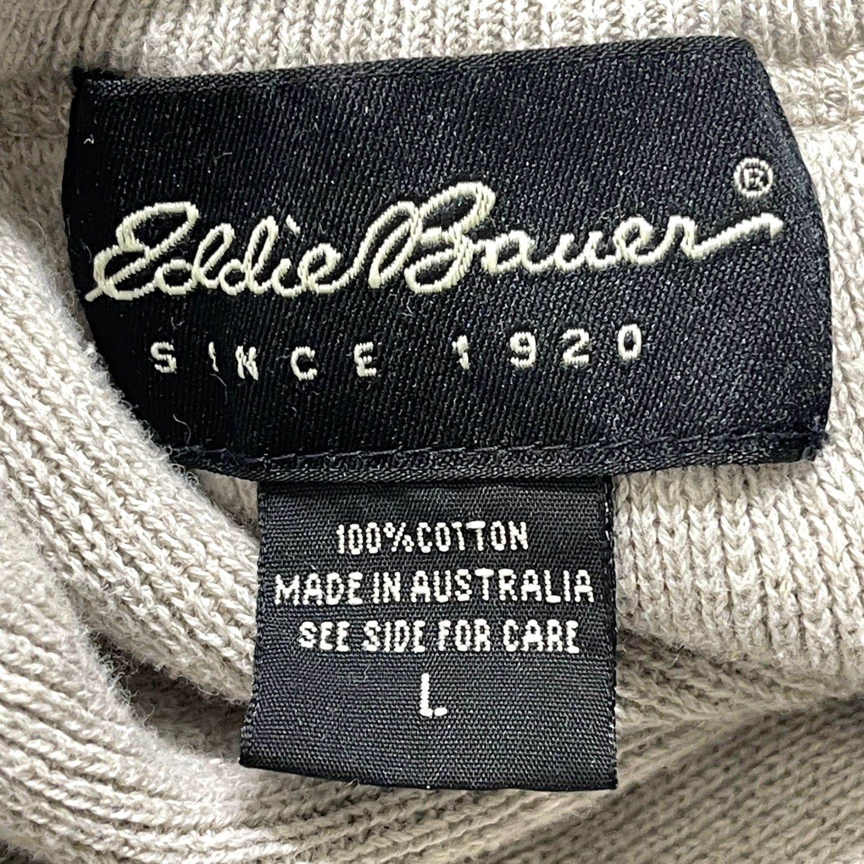 Eddie Bauer VINTAGE Eddie Bauer Sweater Men L Beige Blue 100% Cotton Preppy 90s STAIN Size US L / EU 52-54 / 3 - 7 Thumbnail