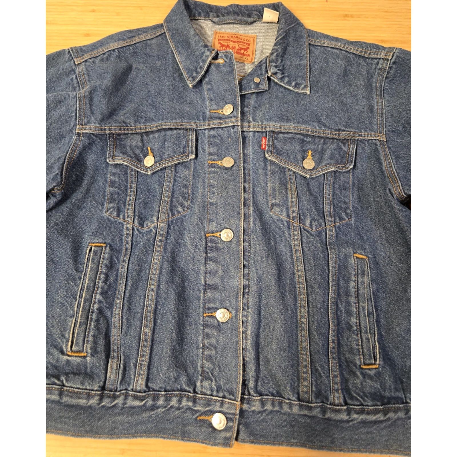 Levi's Levi's Denim Jacket Mens XL Blue Trucker Jacket Casual Western Pockets Size US 36 / EU 52 - 4 Thumbnail