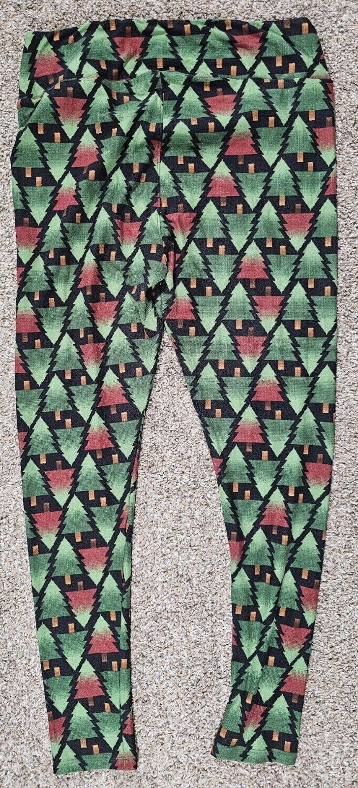 Designer LuLaRoe pine tree tall & curvy leggings Size 30" / US 8 / IT 44 - 4 Thumbnail