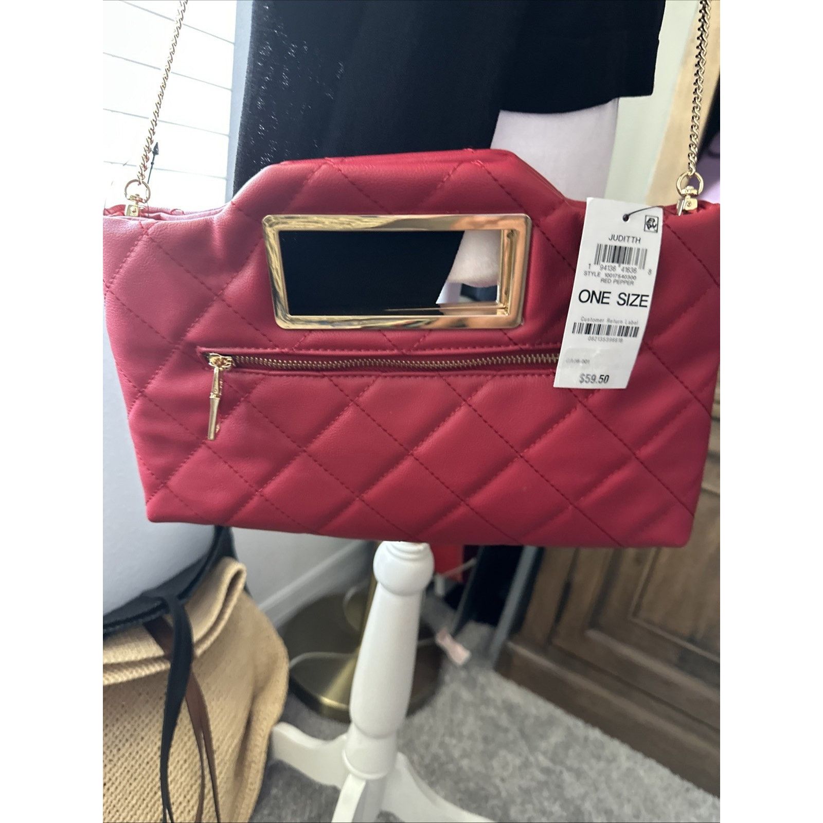 I.N.C INC Juditth Red quilted clutch shoulder bag NWT New $60 Size ONE SIZE - 2 Thumbnail