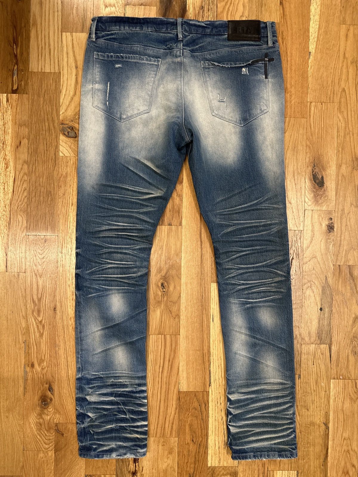 Rta RTA Small White Spell Dark Blue Washed Denim Jeans Size 38 Size US 38 / EU 54 - 2 Thumbnail