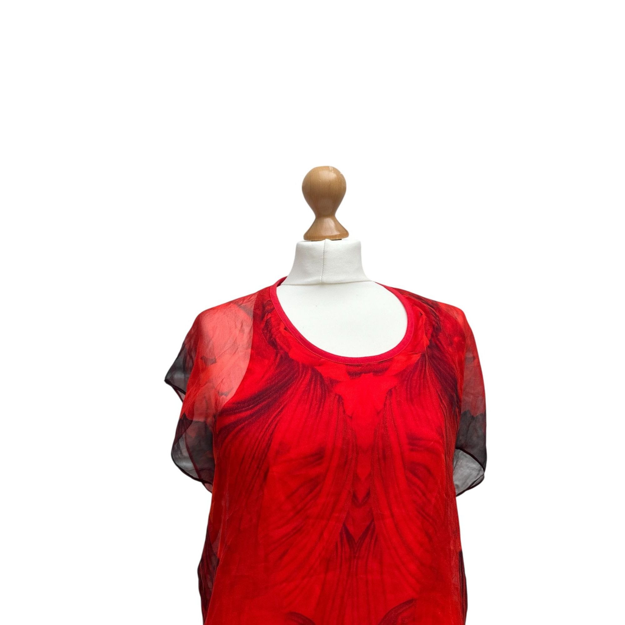 Alexander McQueen Resort 2011 Red Silk Blouse Size S / US 4 / IT 40 - 2 Thumbnail