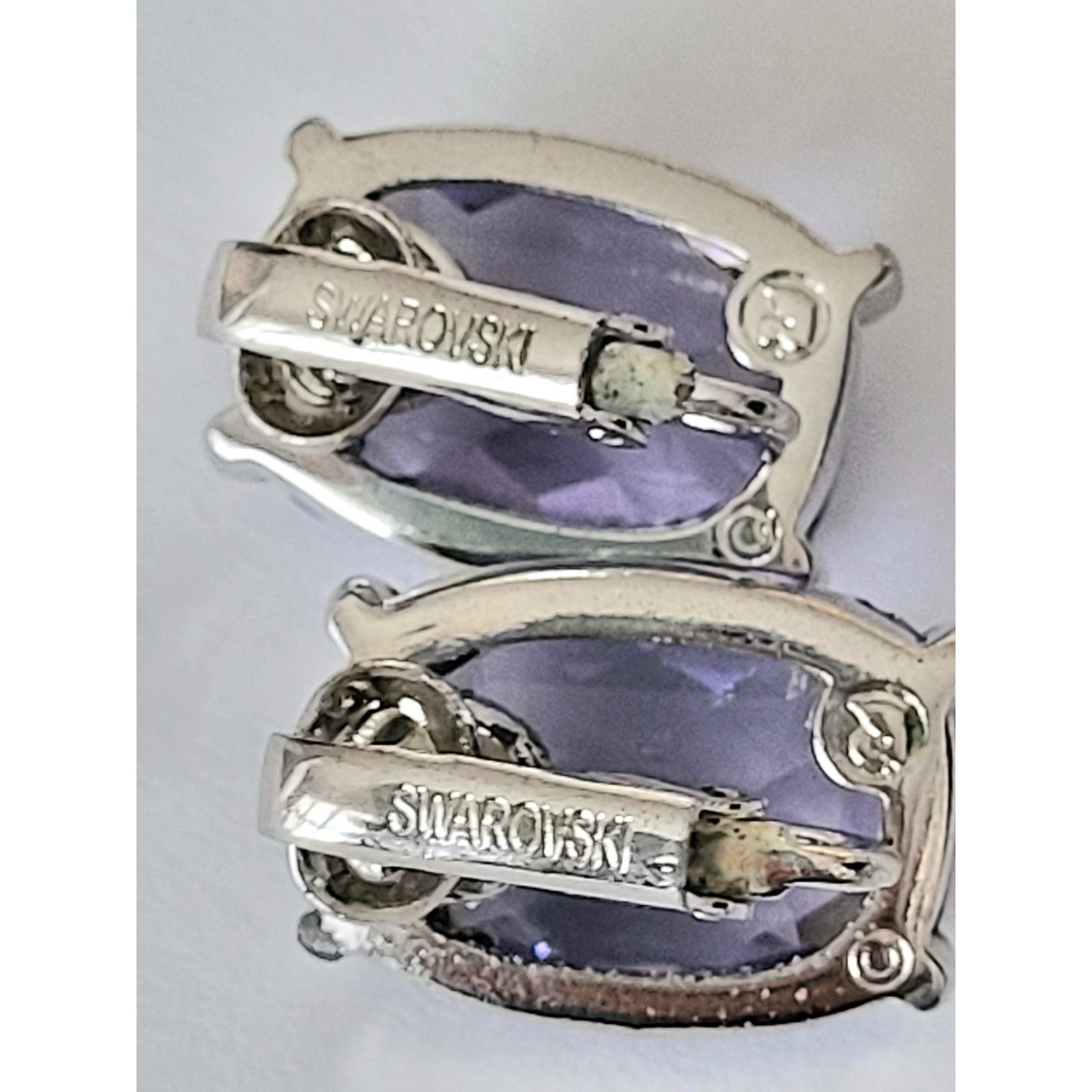 Swarovski Swarovski Crystal Earrings Tanzanite Purple Silver Clip Size ONE SIZE - 2 Thumbnail