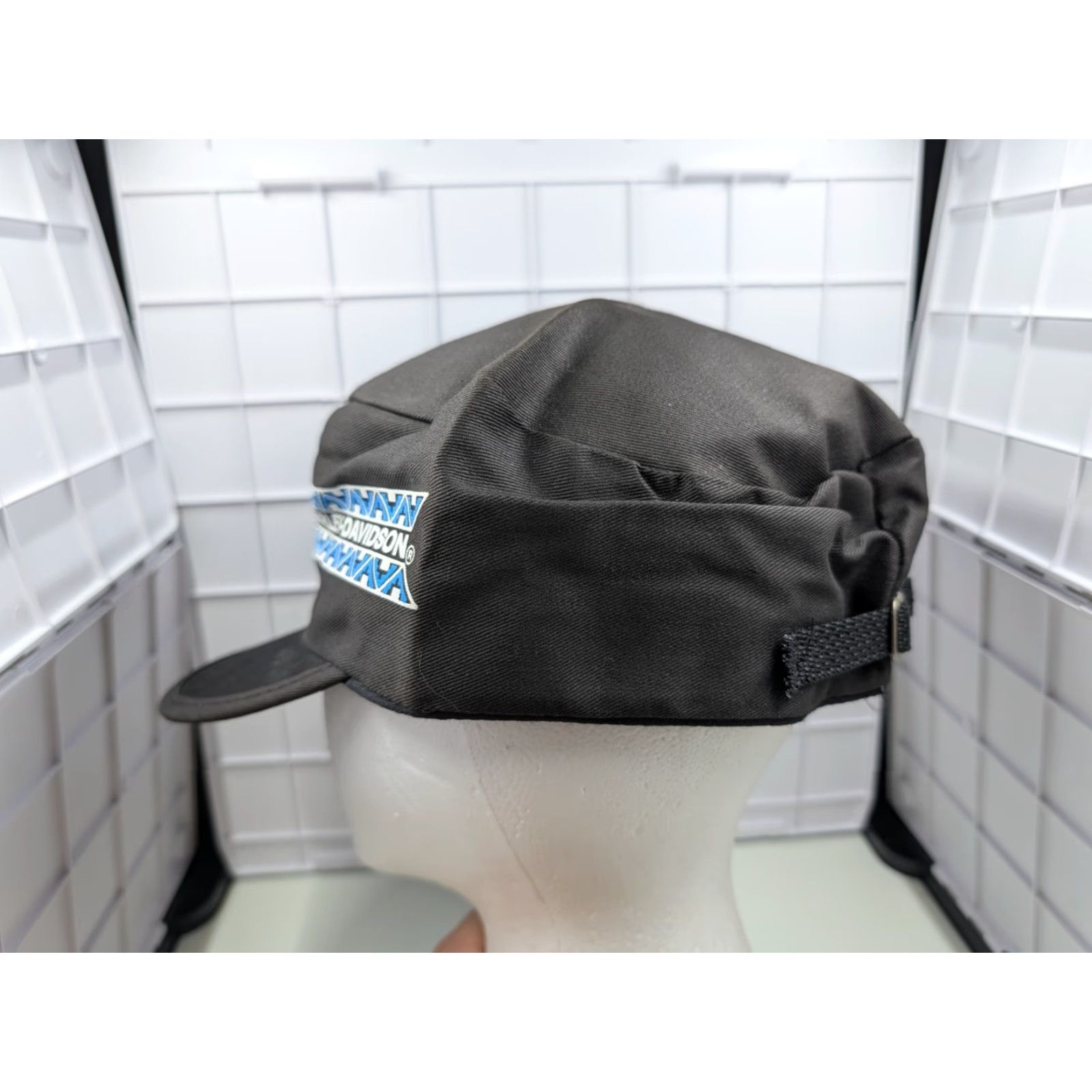 Harley Davidson VINTAGE Harley-Davidson Painters Hat Cap Aztec Pattern Black OSFM USA Made Unisex Adults One Size Painters Hat Biker Retro 70s 80s Deadstock Size ONE SIZE - 5 Thumbnail