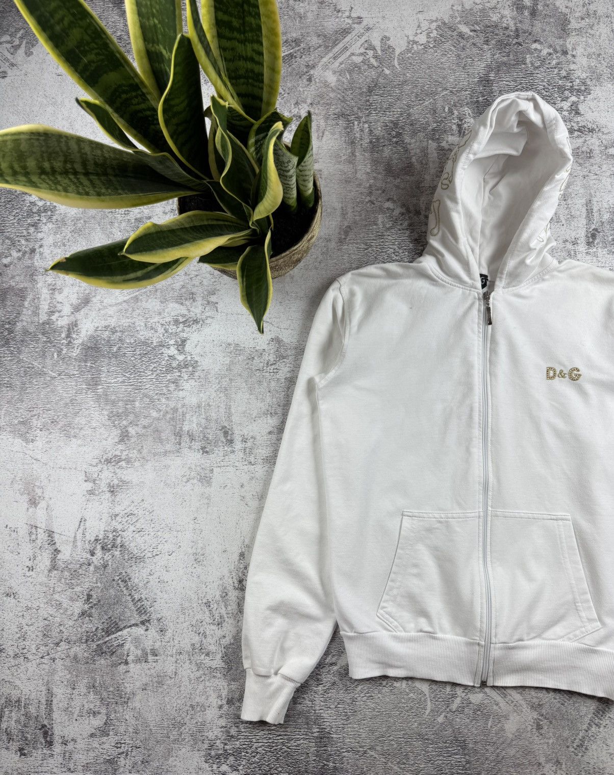 Vintage Dolce Gabbana Women’s XL Vintage D&G 90s White Y2K Zip Hoodie Pullover Size XL / US 12-14 / IT 48-50 - 10 Thumbnail